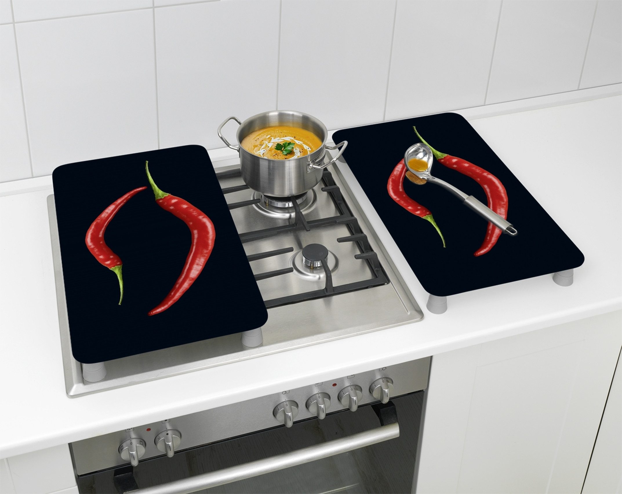 WENKO Kookplaatdeksel Universeel model Peperoni Duo (set, 2-delig)