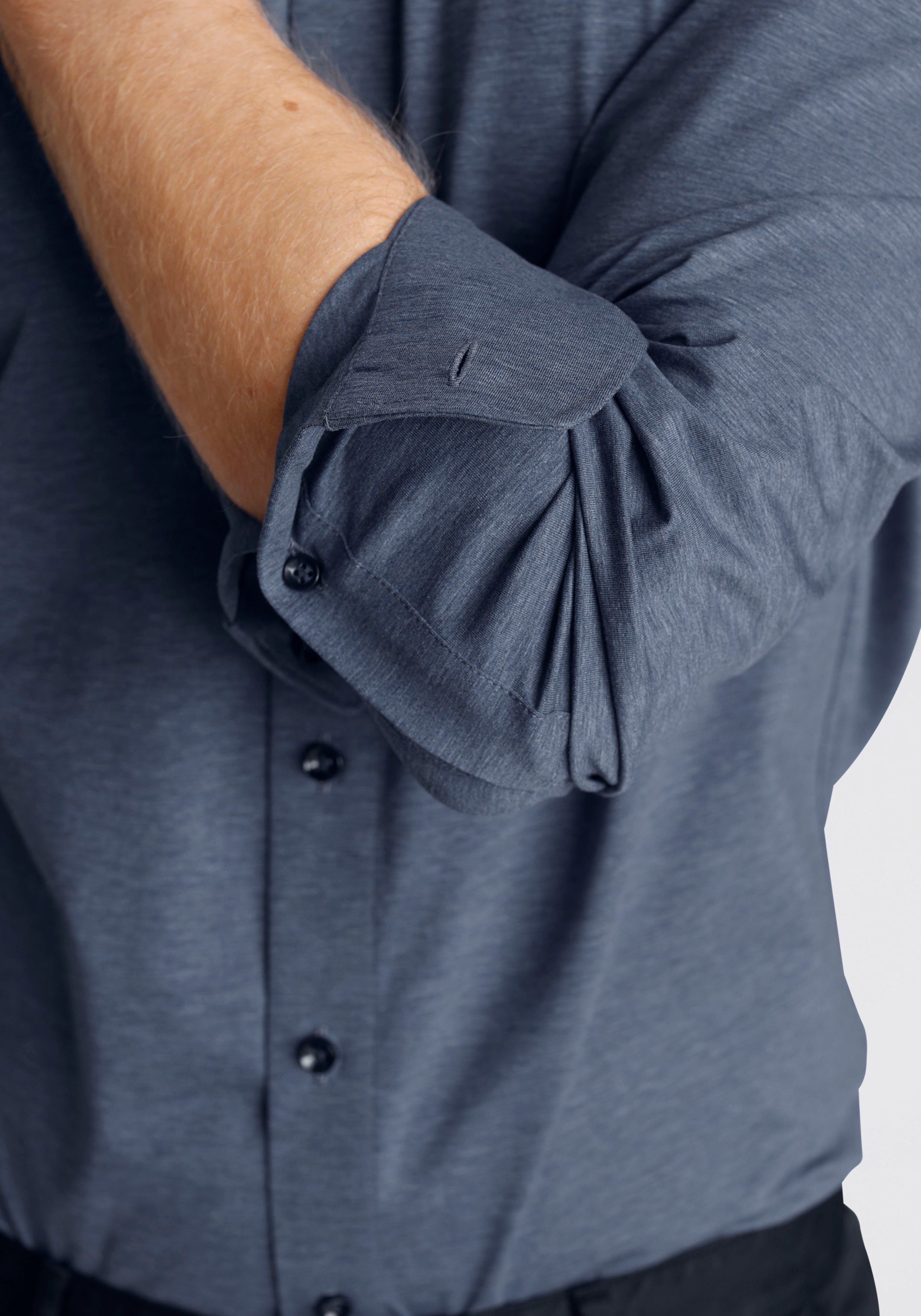 OLYMP Overhemd met lange mouwen Luxor 24/Seven modern fit jersey shirt met geurremmende materiaaleigenschappen