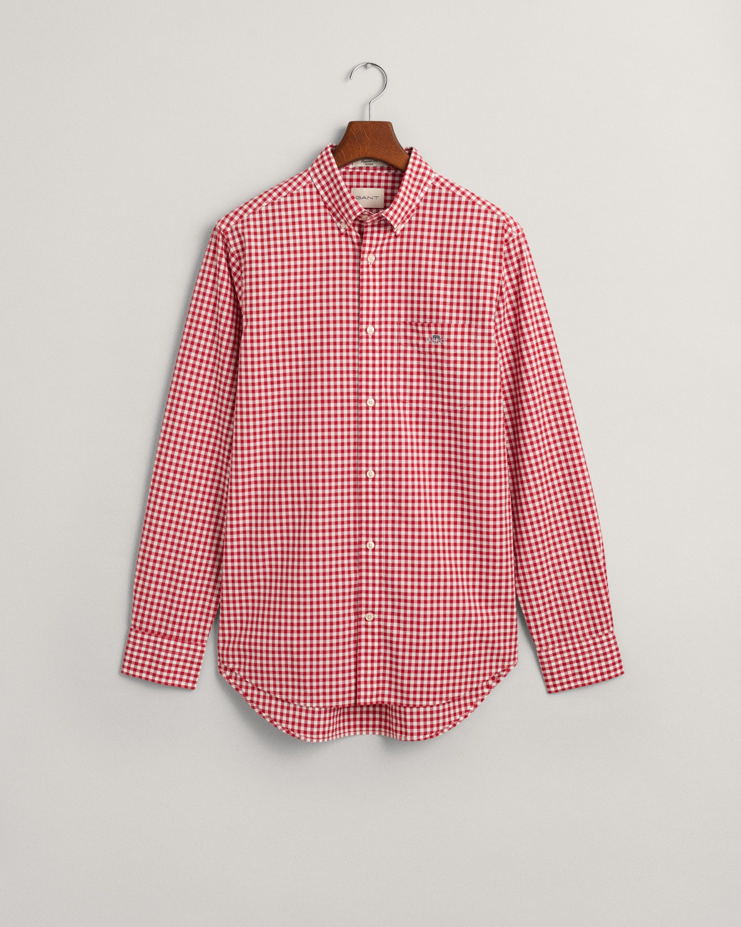 Gant Overhemd met lange mouwen REG POPLIN GINGHAM SHIRT met logoborduursel op borsthoogte