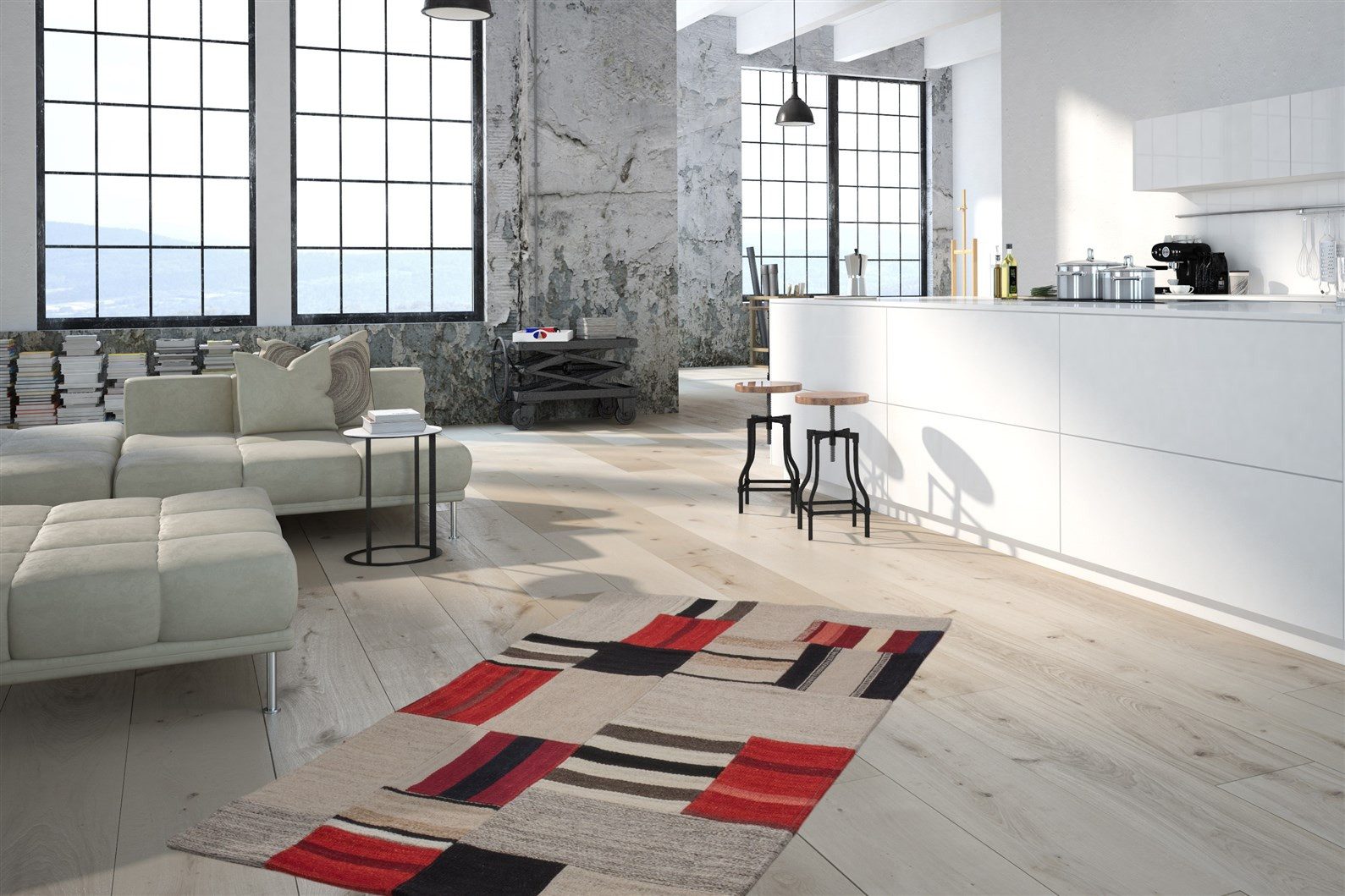 Kayoom Vloerkleed Radical 240 Handgeweven jacquard-kilim, hoogwaardige materiaalcombinatie