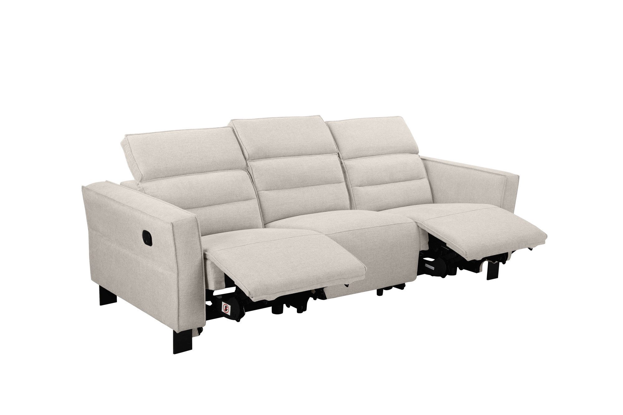 Places of Style 3-zitsbank Carpari, 224 cm, handmatige of elektrische relaxfunctie in 2 zitplaatsen
