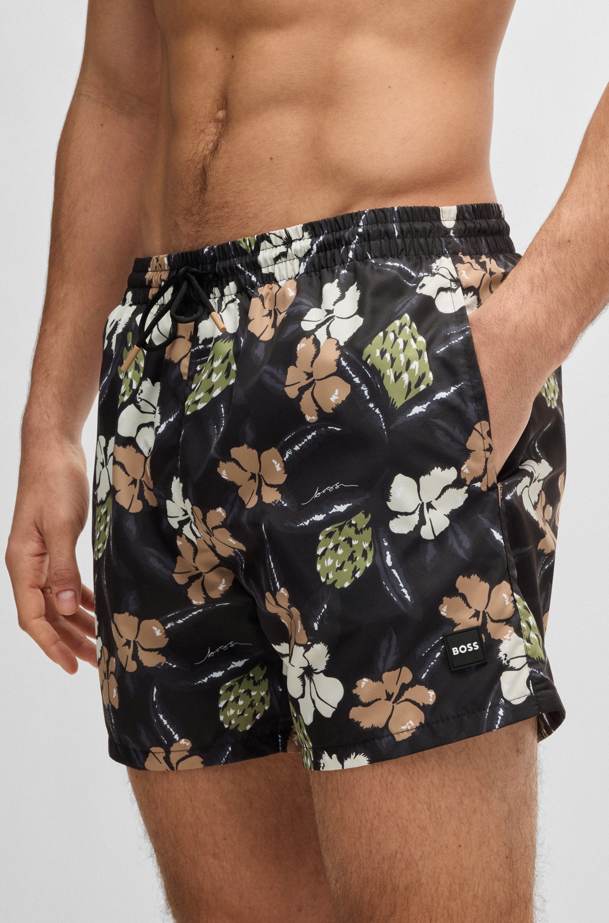 BOSS Zwemshort Piranha met kleurrijke all-over print