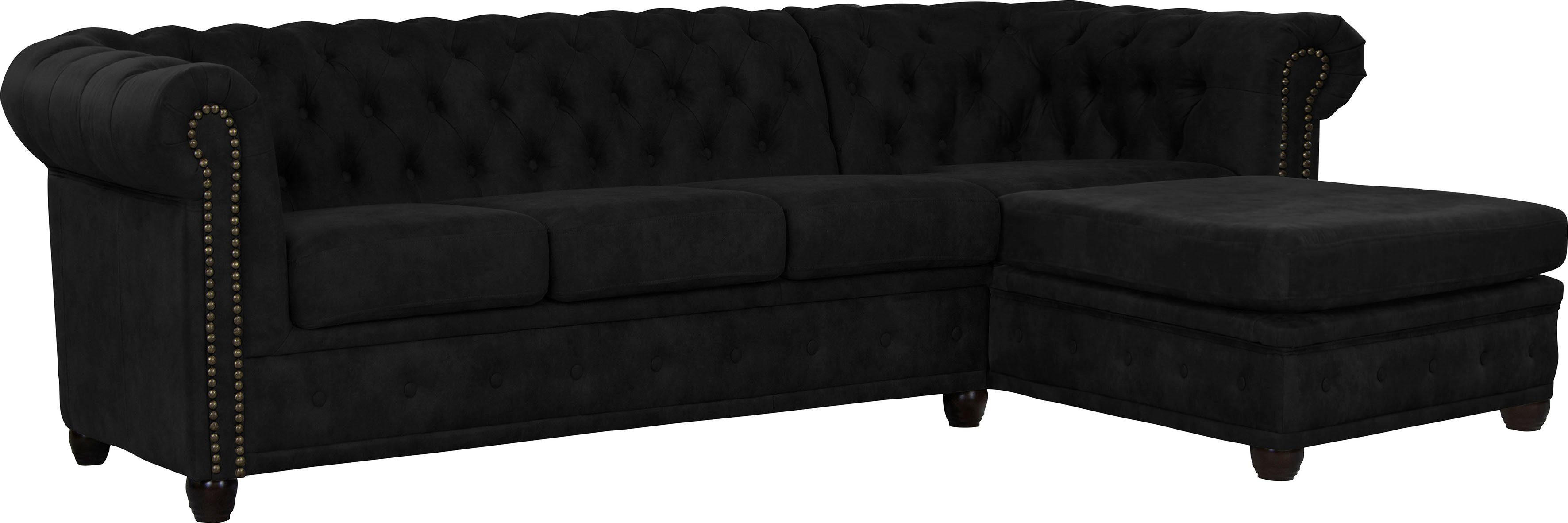 Home affaire Chesterfield-bank Rysum L-vorm Chesterfield-look met afsluitende ottomane