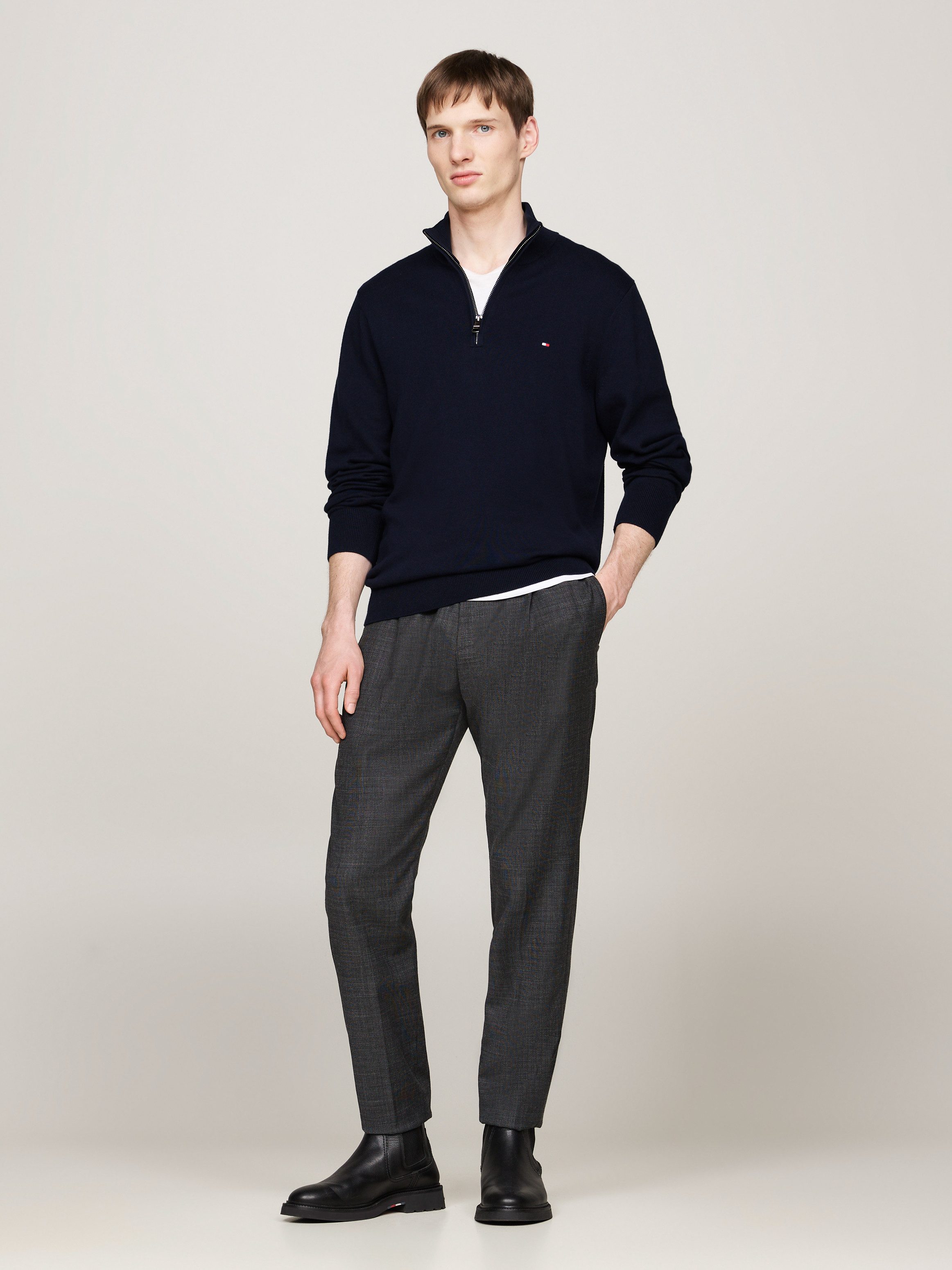 Tommy Hilfiger Schipperstrui PIMA ORG CTN CASHMERE ZIP MOCK