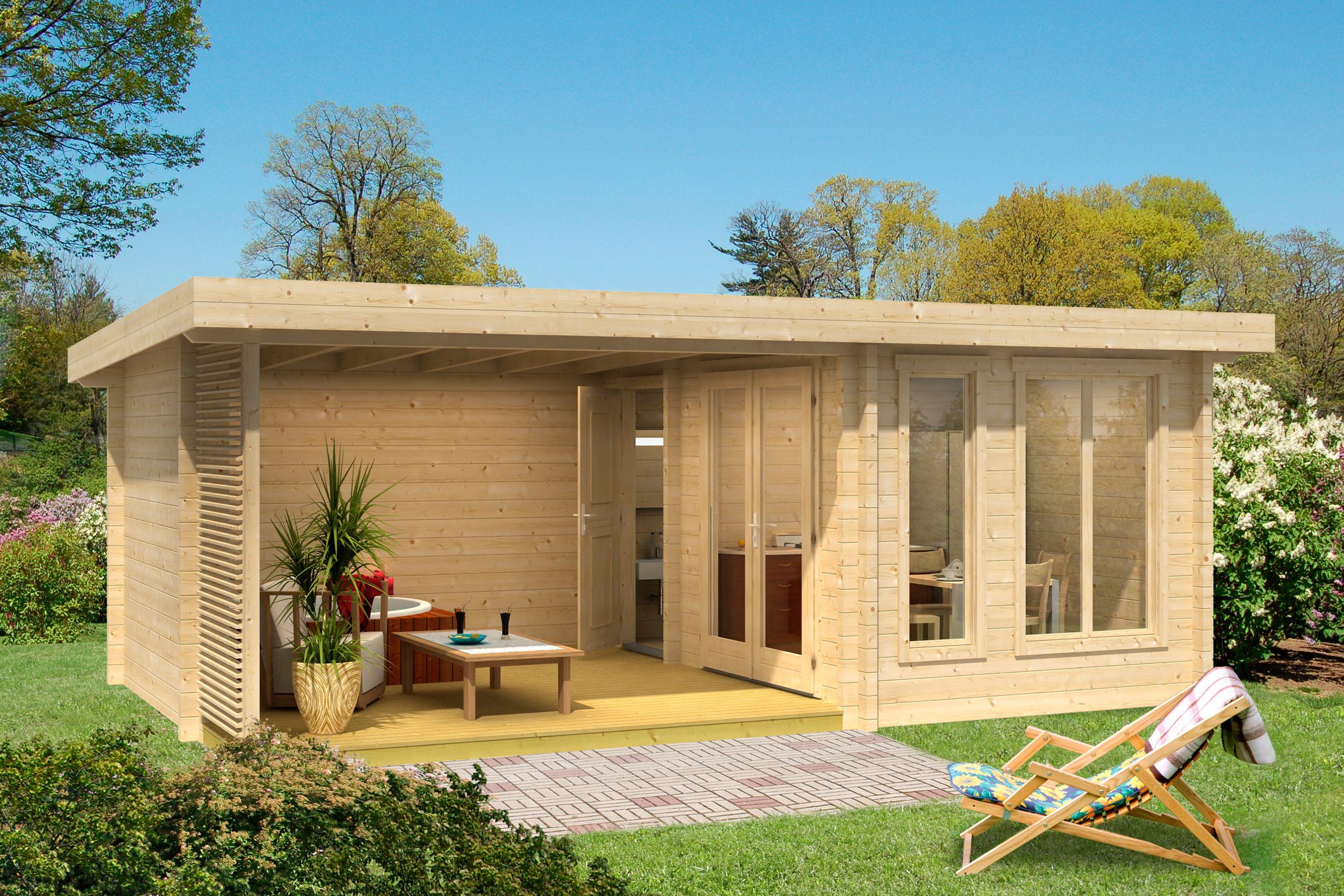 weka Tuinhuisje Weekendhaus 441 houten tuinhuisjes beige