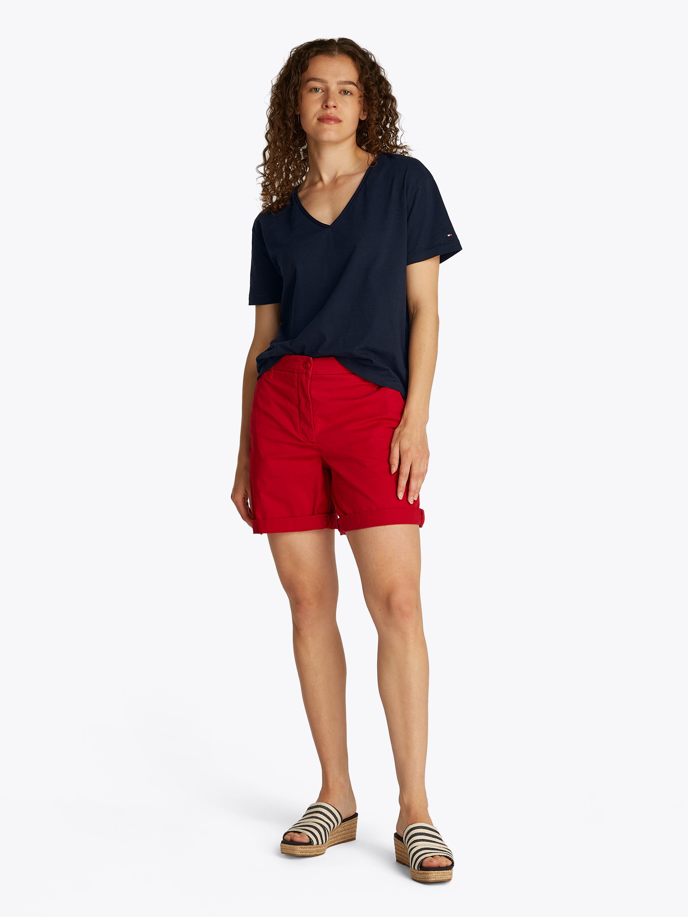 Tommy Hilfiger T-shirt SLUB CROP V-NK SS