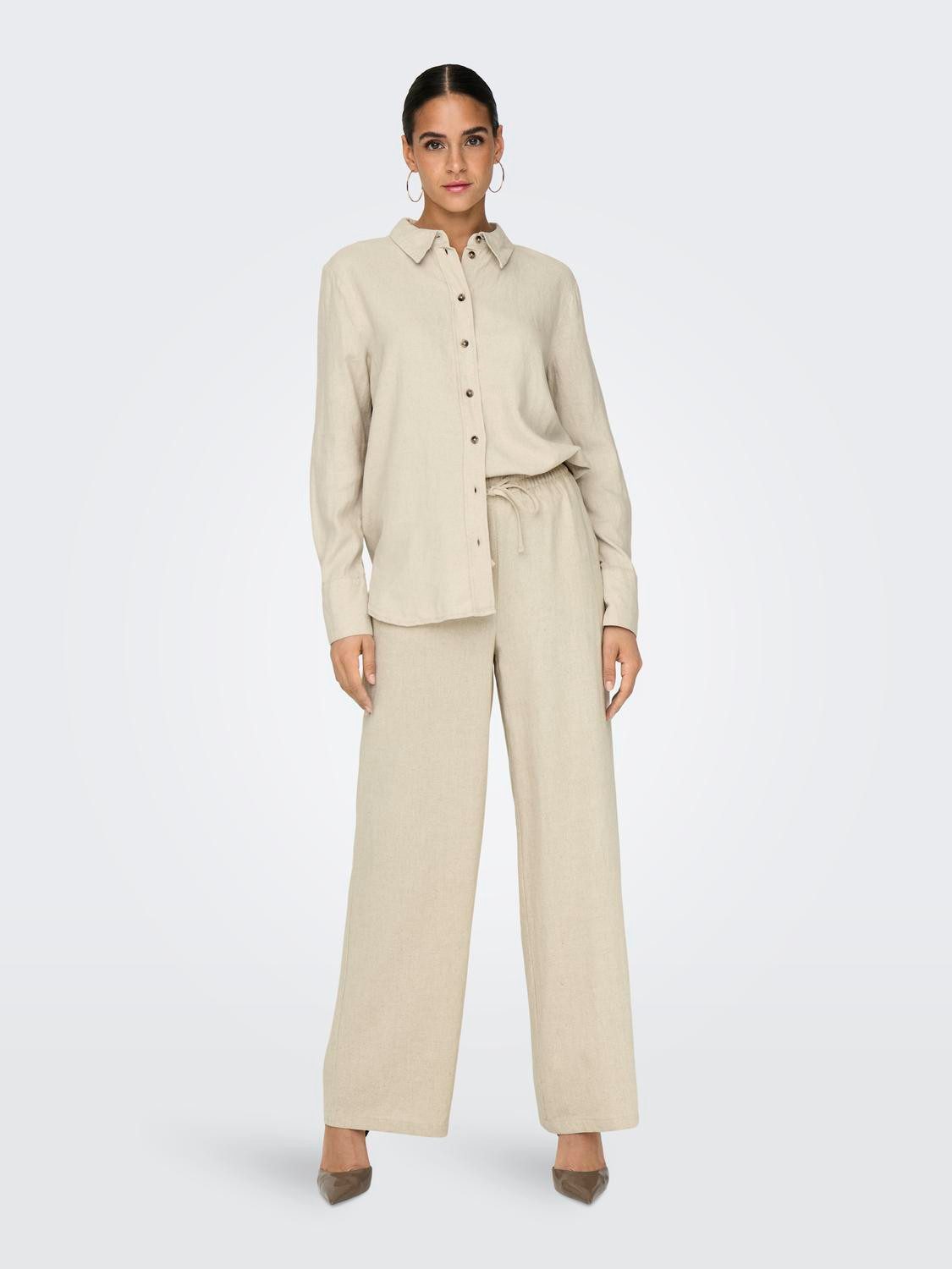 JDY Overhemdblouse JDYSAY L/S LINEN LOOSE SHIRT WVN NOOS