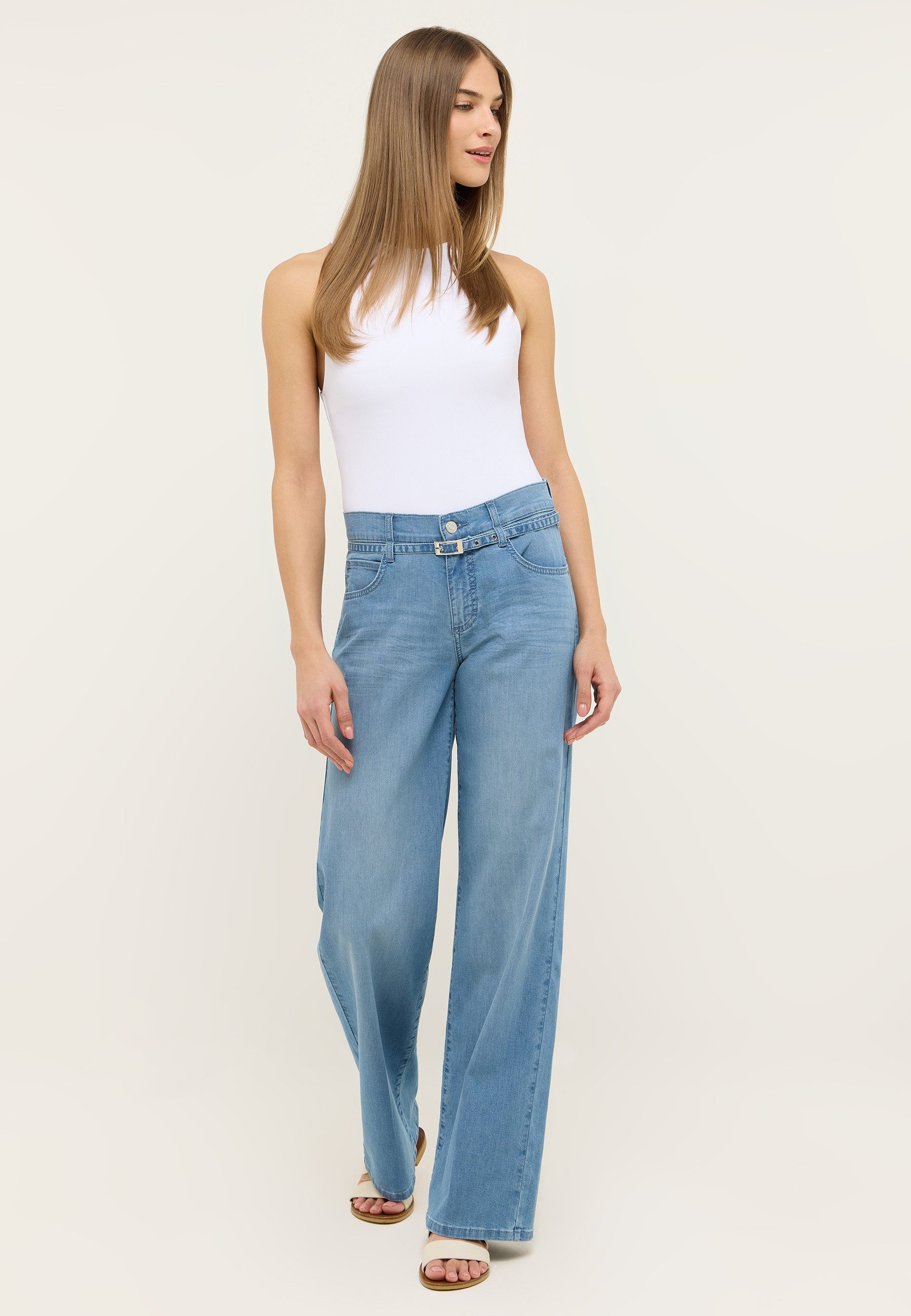 ANGELS Relax fit jeans LIZ BELT met geïntegreerde riem