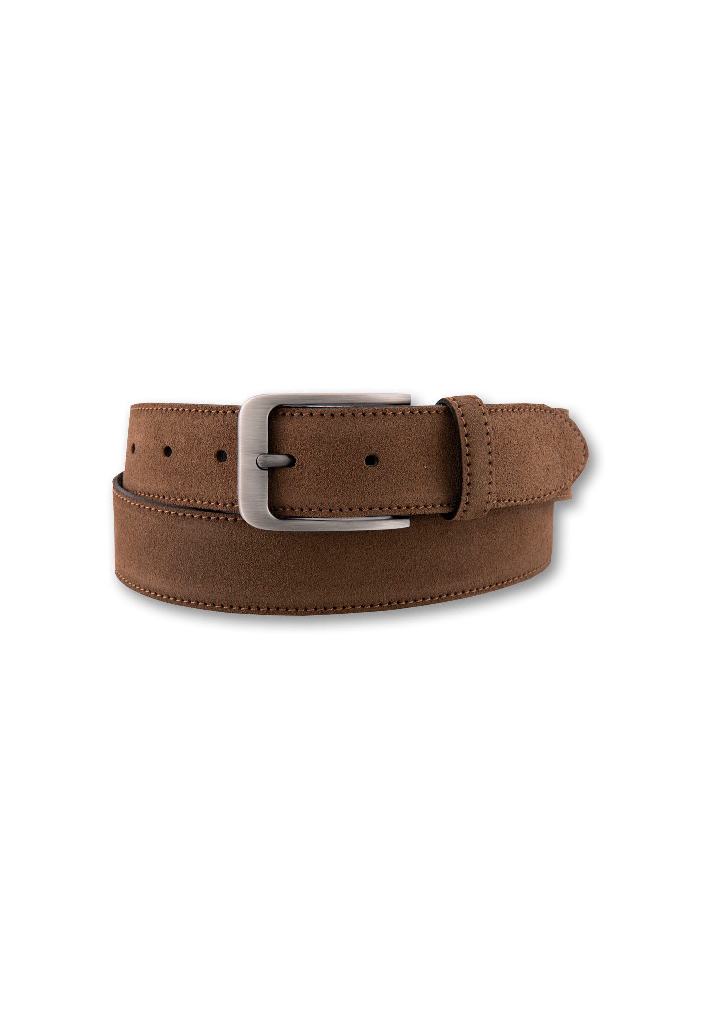 BERND GÖTZ Leren riem met fluweelachtige stijl en ronde randen unisex riemen maat 95 bruin