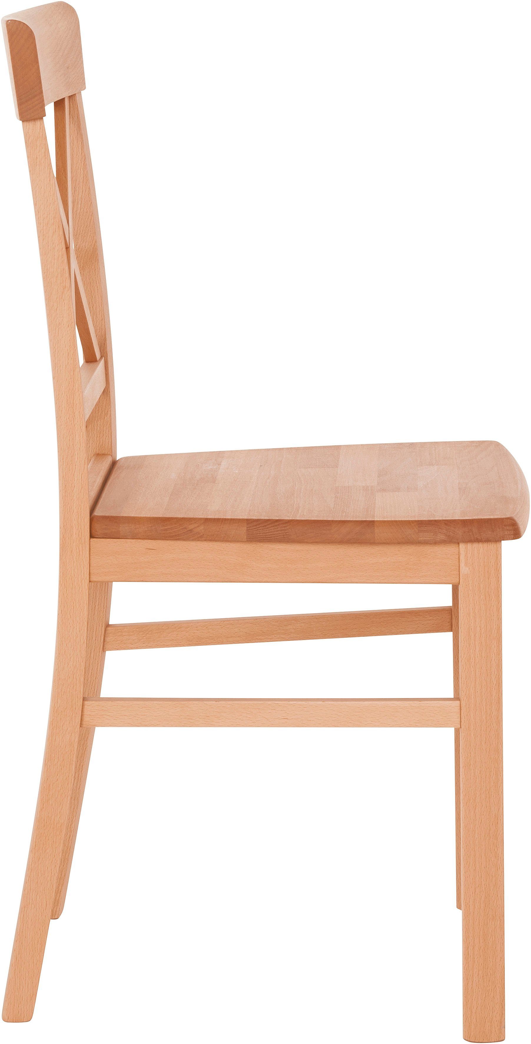 Home affaire Stoel met 4 poten Jena Frame van massief beukenhout (set, 2 stuks)