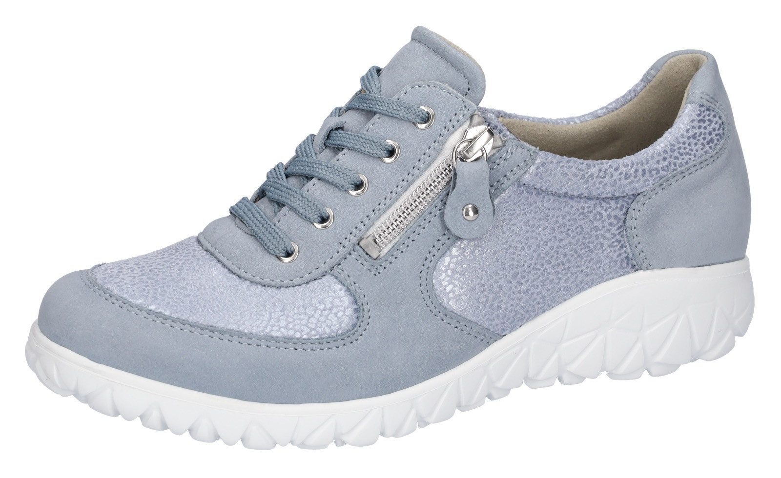 Waldläufer Veterschoenen HAVY-SOFT vrijetijdsschoen, lage schoen, comfortschoen met rits, h-wijdte dames sportieve veterschoenen maat 6 (39) blauw