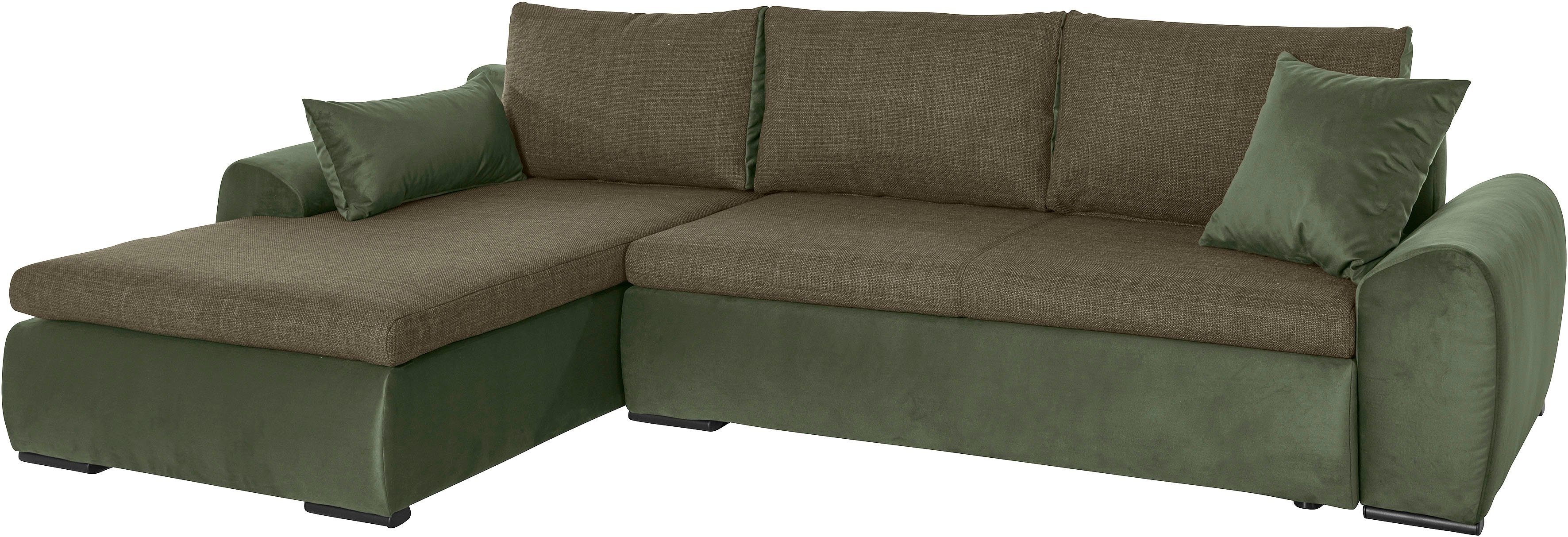 Home affaire Hoekbank Win, L-vorm, breedte 285cm optioneel met slaapfunctie en bedkast, taupe, corduroy
