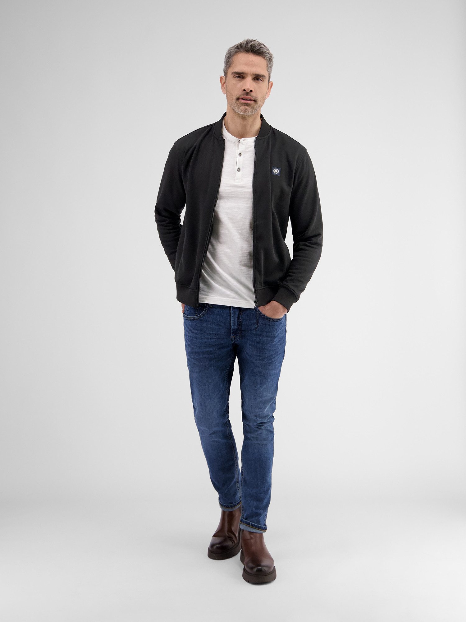Lerros Sweatvest LERROS sweatshirt jack met collegekraag