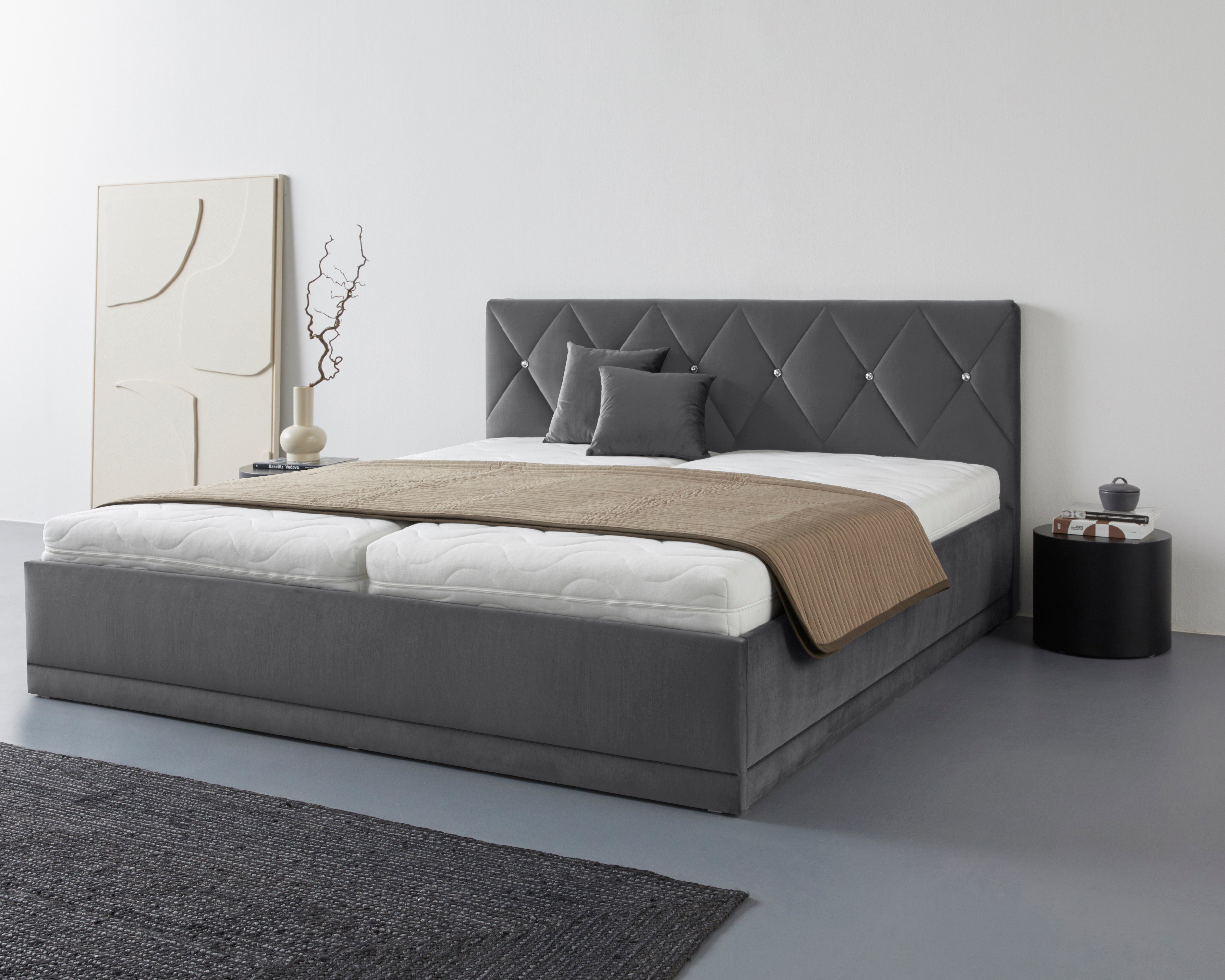 Westfalia Polsterbetten Gestoffeerd bed ADAMAS ook met bedlade, knoopdetails met stras