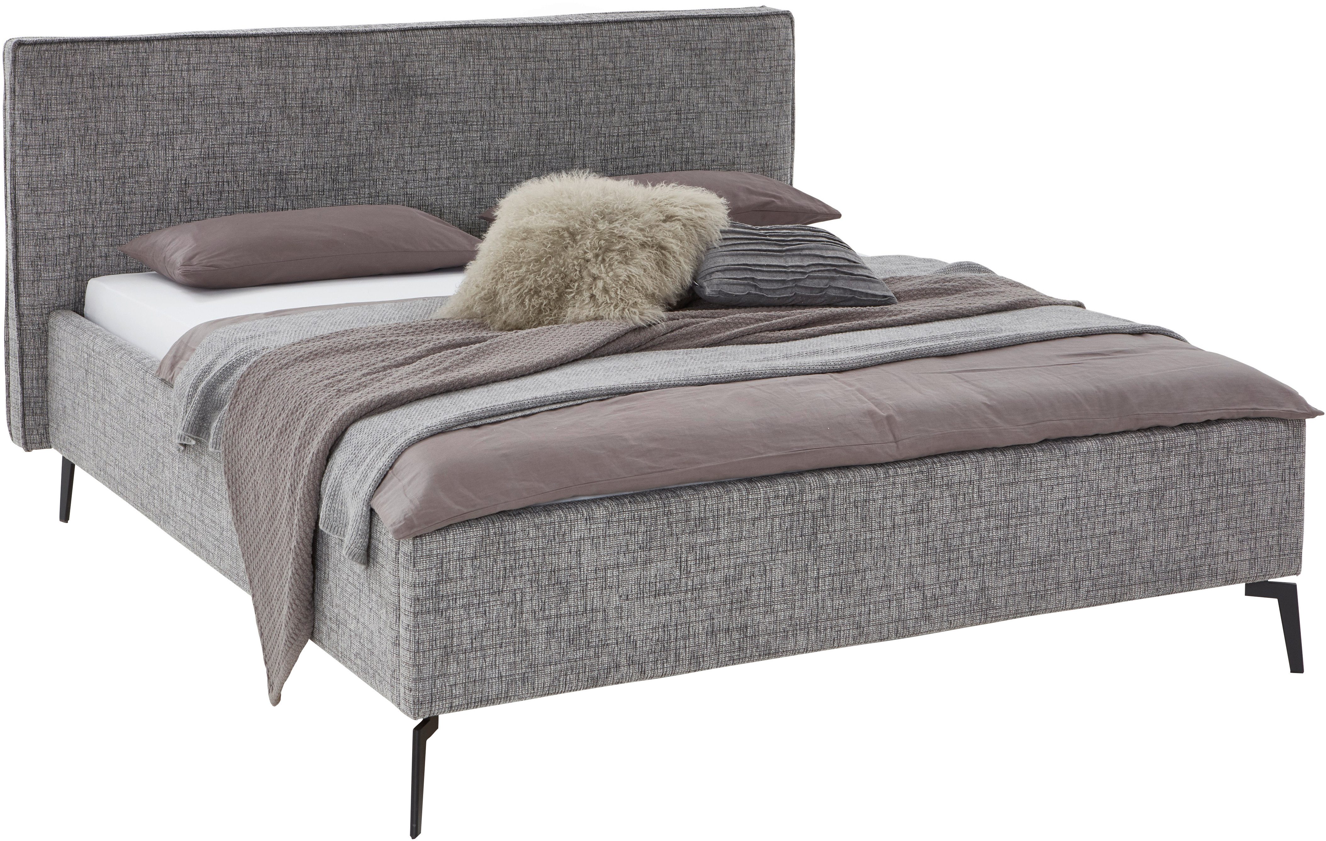 meise.möbel Gestoffeerd bed Riva II met zwarte metalen poten, naar keuze met bedkist