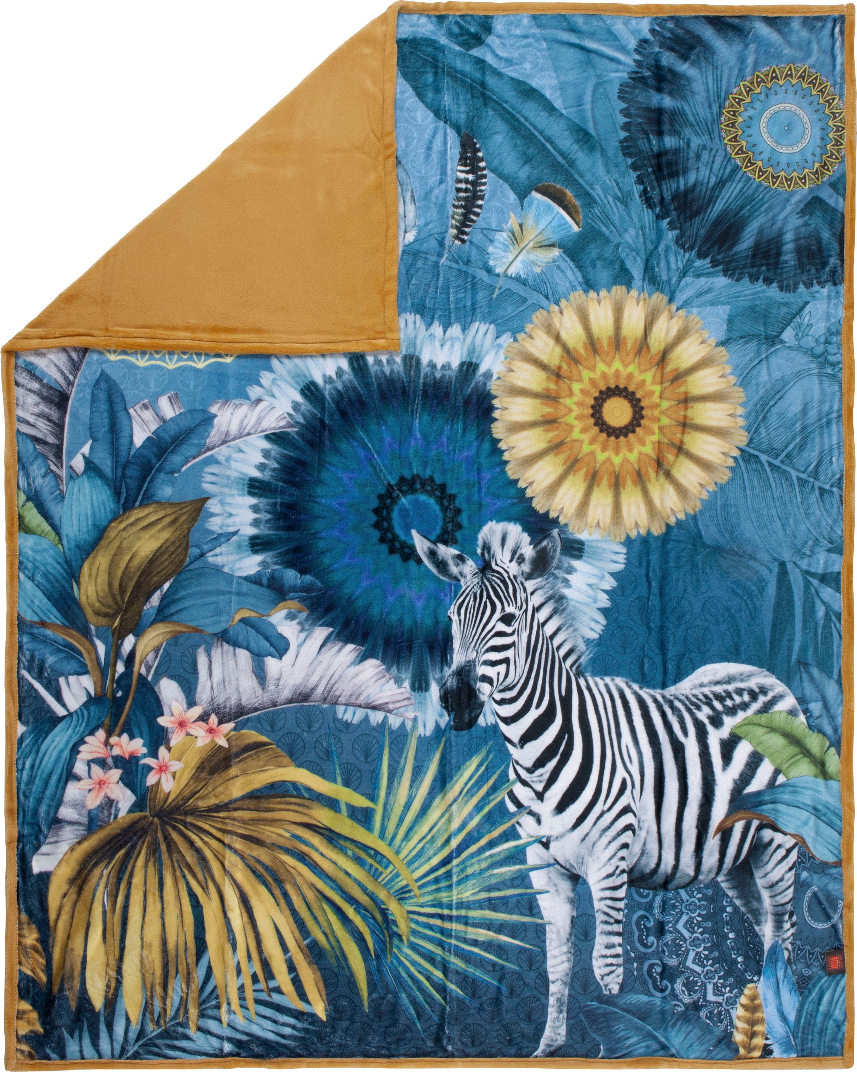 hip Plaid Laska Zeer zacht, knuffeldeken, woondeken, 130x160 cm, omkeerbaar, blauw