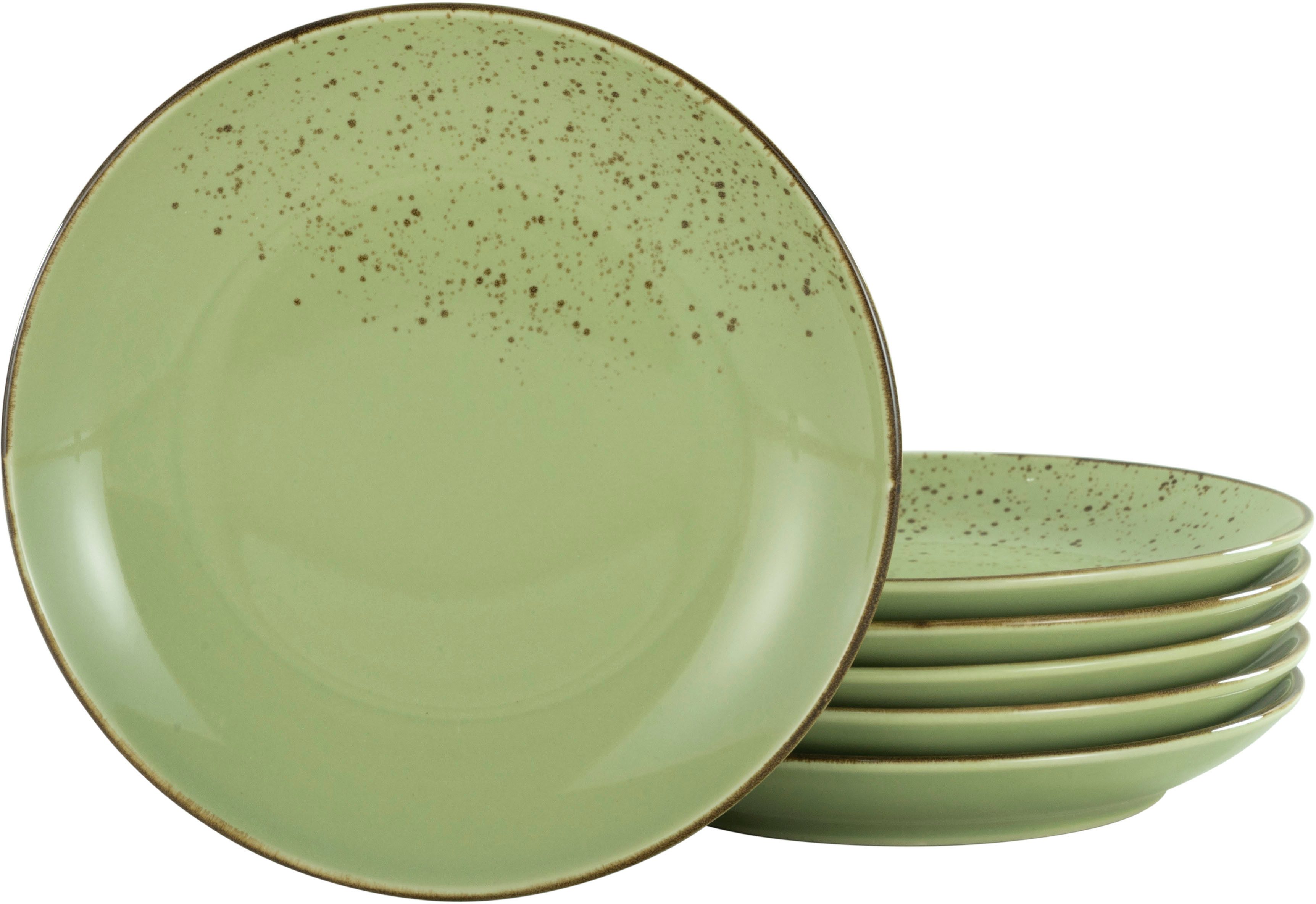 CreaTable Plat bord Dinerbord nature collection Bordenset voor 6 personen, ø 27 cm, aardewerk, plat bord (set, 6-delig)
