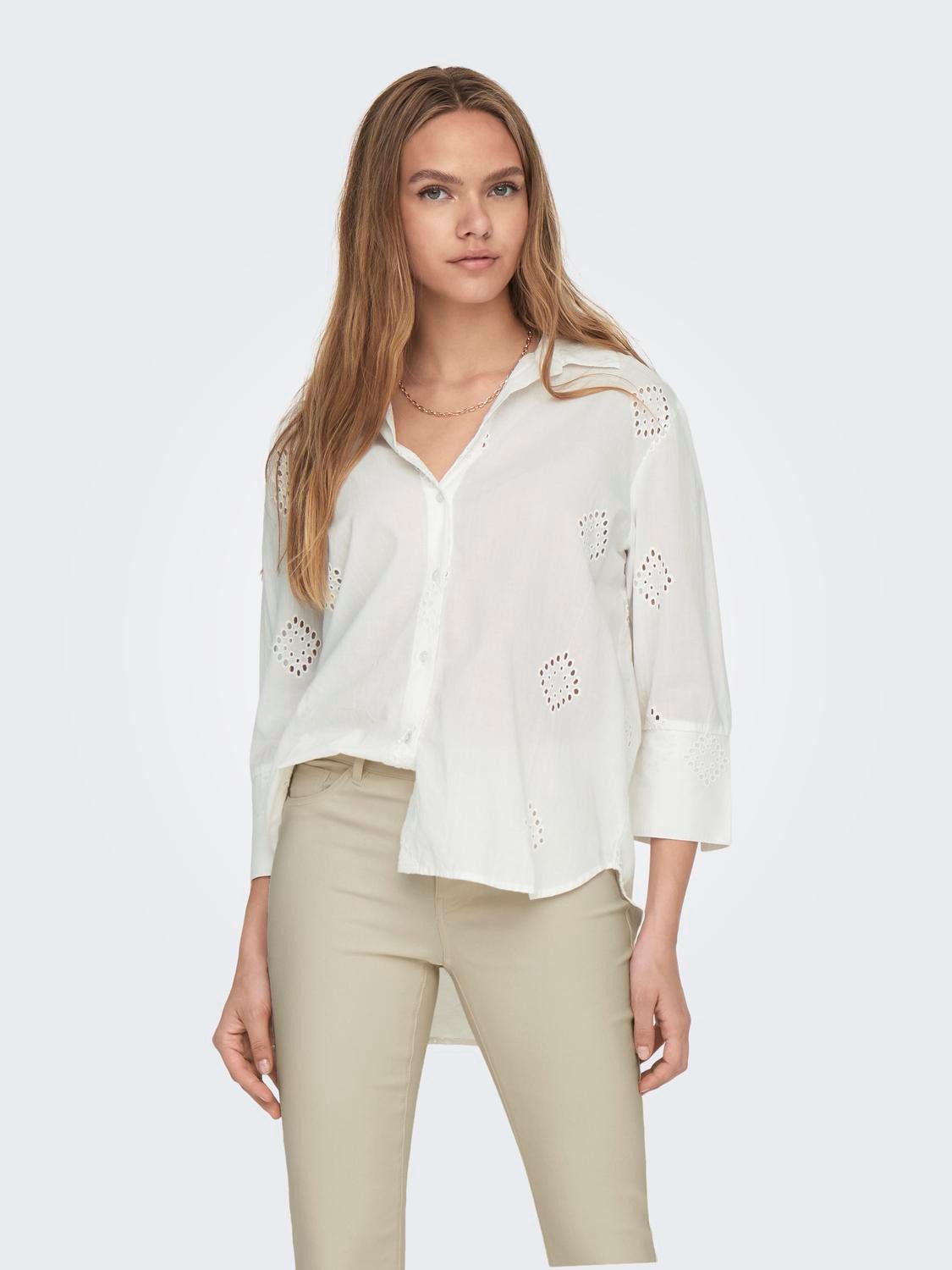 JDY Overhemdblouse JDYTALLIE 3/4 LONG SHIRT WVN NOOS dames dames overhemden maat XS (34) wit