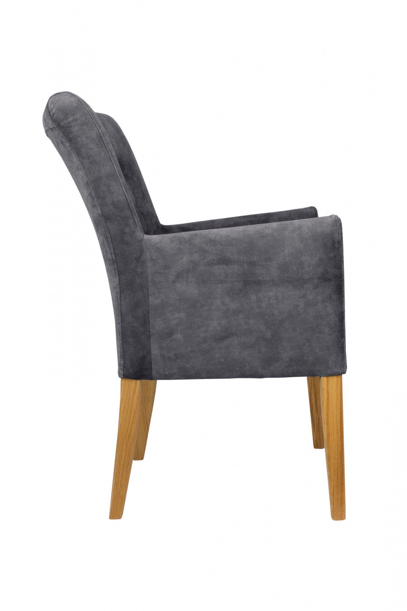 Home affaire Stoel met armleuningen Cortega eetkamerstoel met knoopverwerking Pootframe massief hout, comfortabel gepolsterd (1 stuk)
