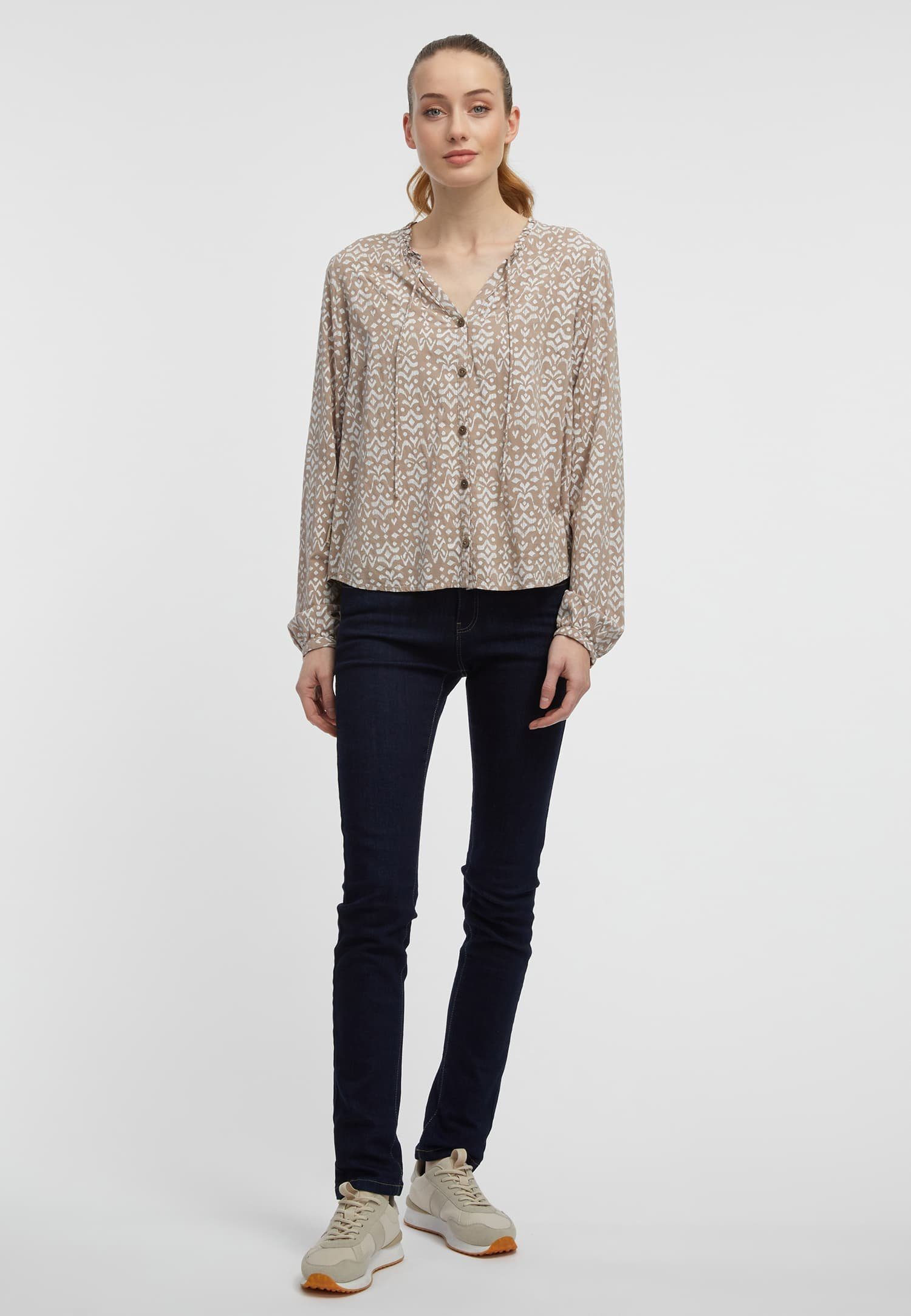 Ragwear Shirt IONE PRINT met bindband aan de halslijn en knoopsluiting