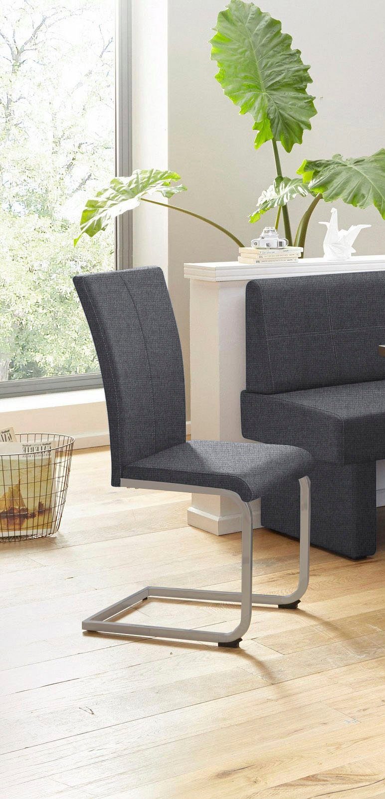 Home affaire Vrijdragende stoel Nils Stoel belastbaar tot 120 kg, frame metaal in chroom-look of zwart (set, 2 stuks)