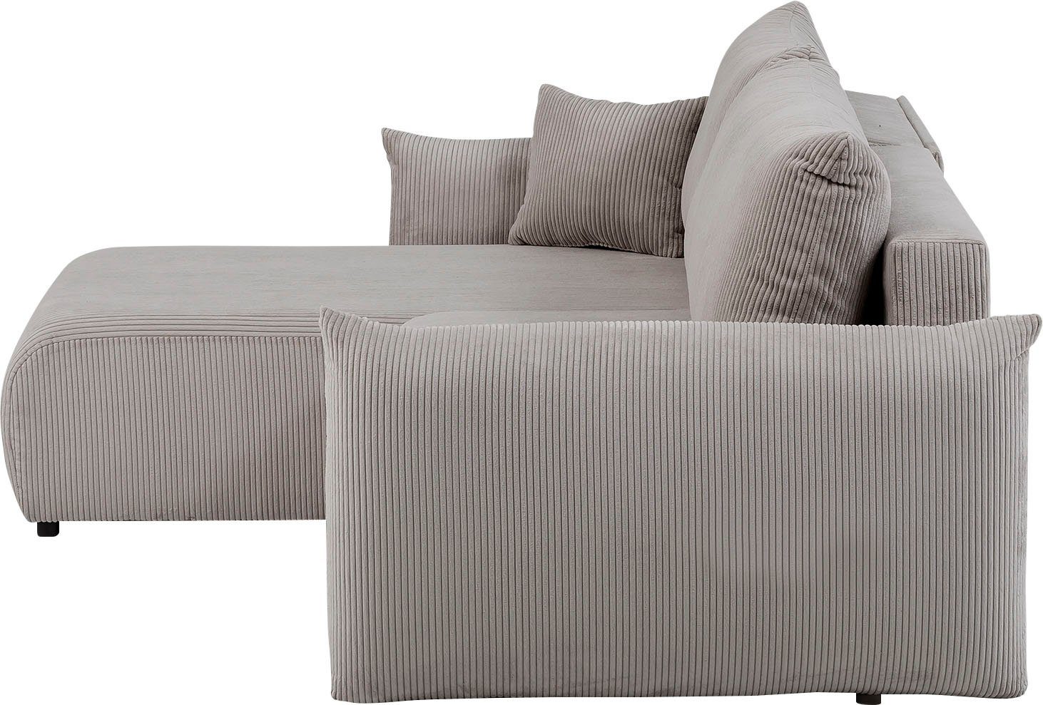 INOSIGN Hoekbank MAVAS bedbank met bedkist, L-model, ca. 257/127 cm (ligoppervlak 212/145 cm), ribfluweel, chenille, structuur