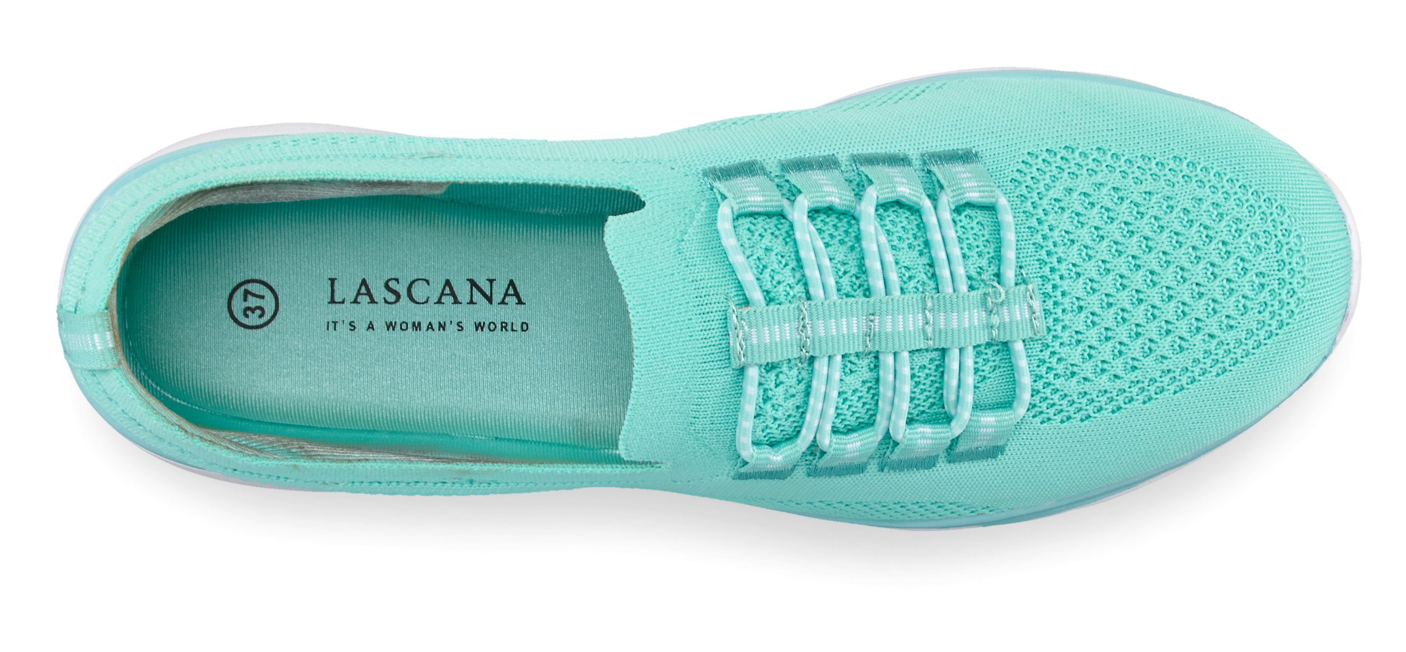 Lascana Sneakers Slipper, halfschoen, licht mesh materiaal om in te stappen met elastische veters vegan