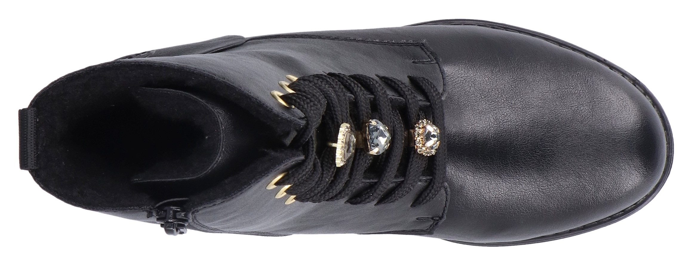 Rieker Winterlaarsjes Veterlaarsje, laarzen, blokhak, met sieroelementen