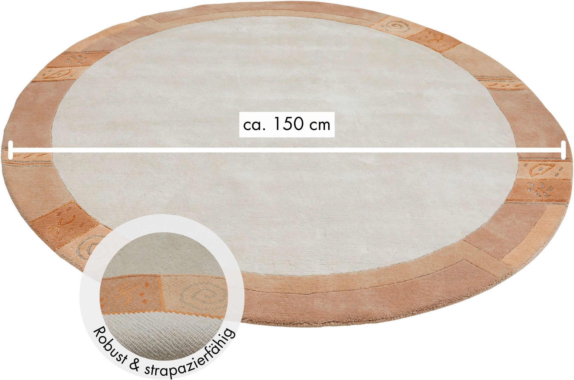 LUXOR living Wollen kleed India zuivere wol, met de hand geknoopt, met randdessin