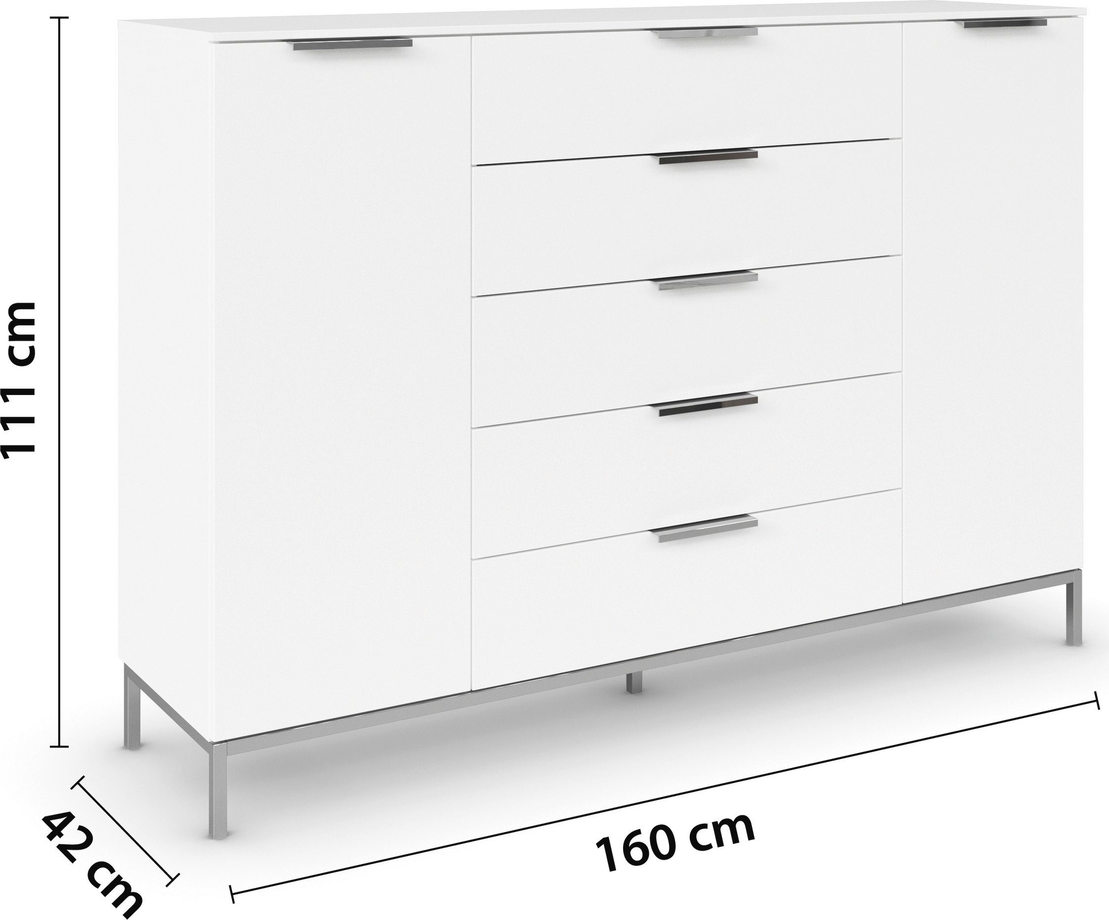rauch Kast met laden en deuren Flipp 2 deurs met 5 laden en soft-close functie in 2 breedtes