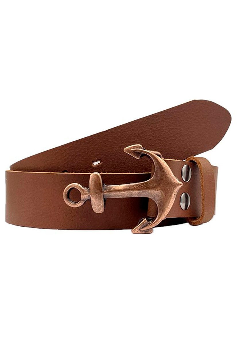 RETTUNGSRING by showroom 019° Leren riem met anker-sluiting in koperkleur dames brede riemen maat 95 bruin