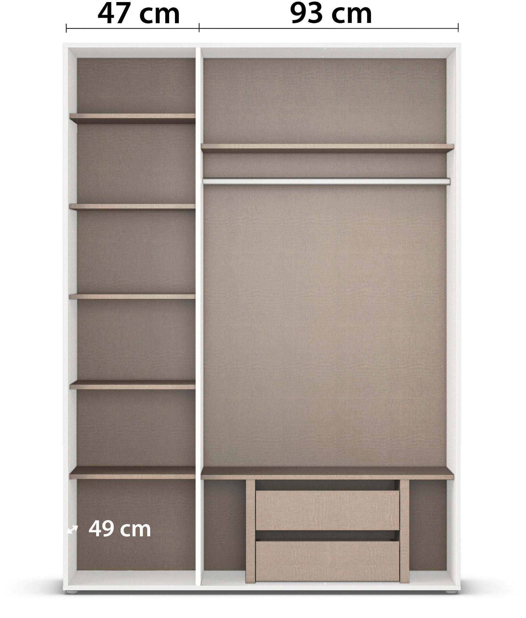 rauch Draaideurkast Kledingkast Kast Garderobe Wasmand NAGATA veel Opbergruimte met moderne stanggrepen in grijs metallic topseller made in germany