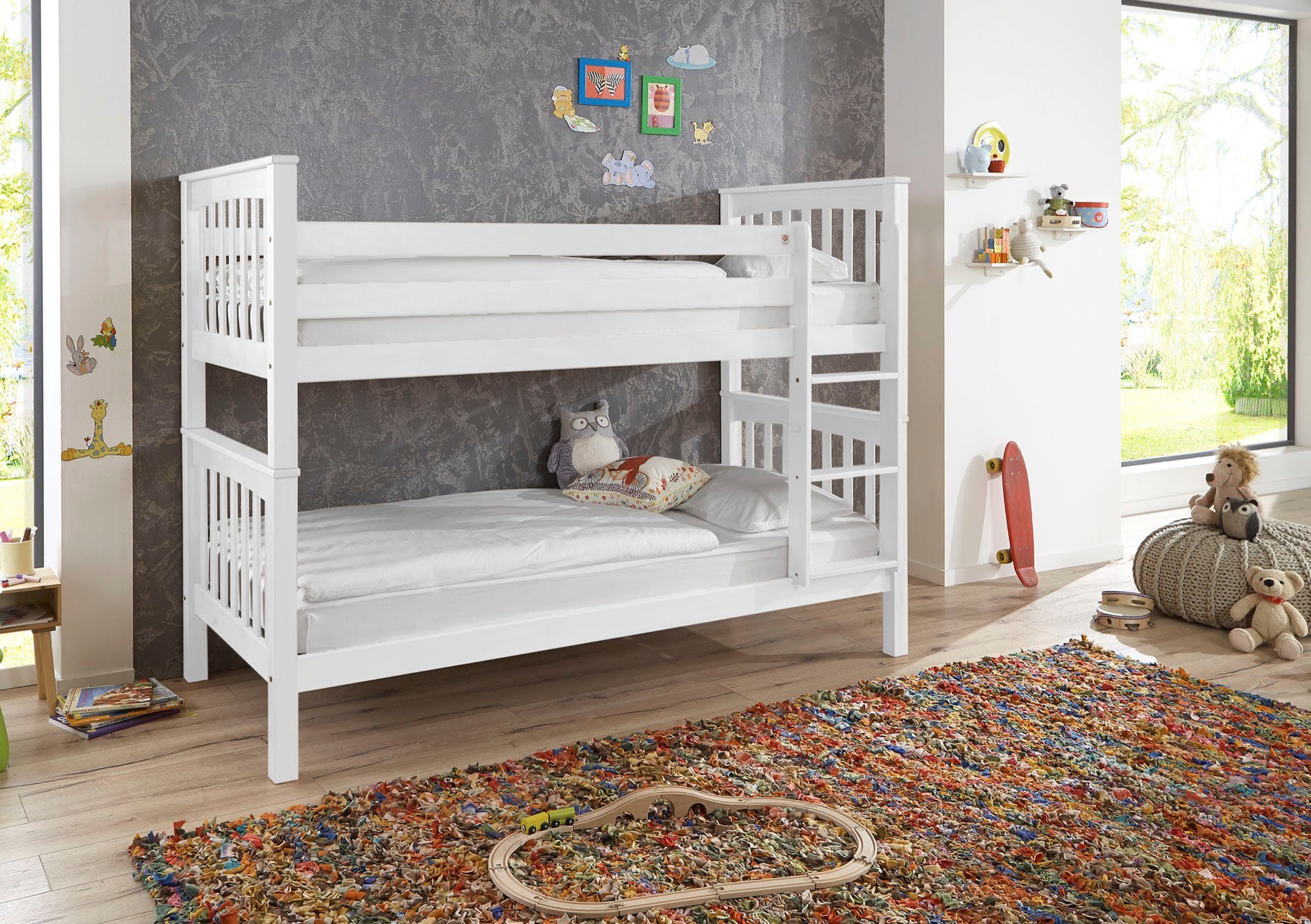 Relita Stapelbed Kick incl. oprolbare lattenbodem en ladder, optioneel met bedlade, beuken