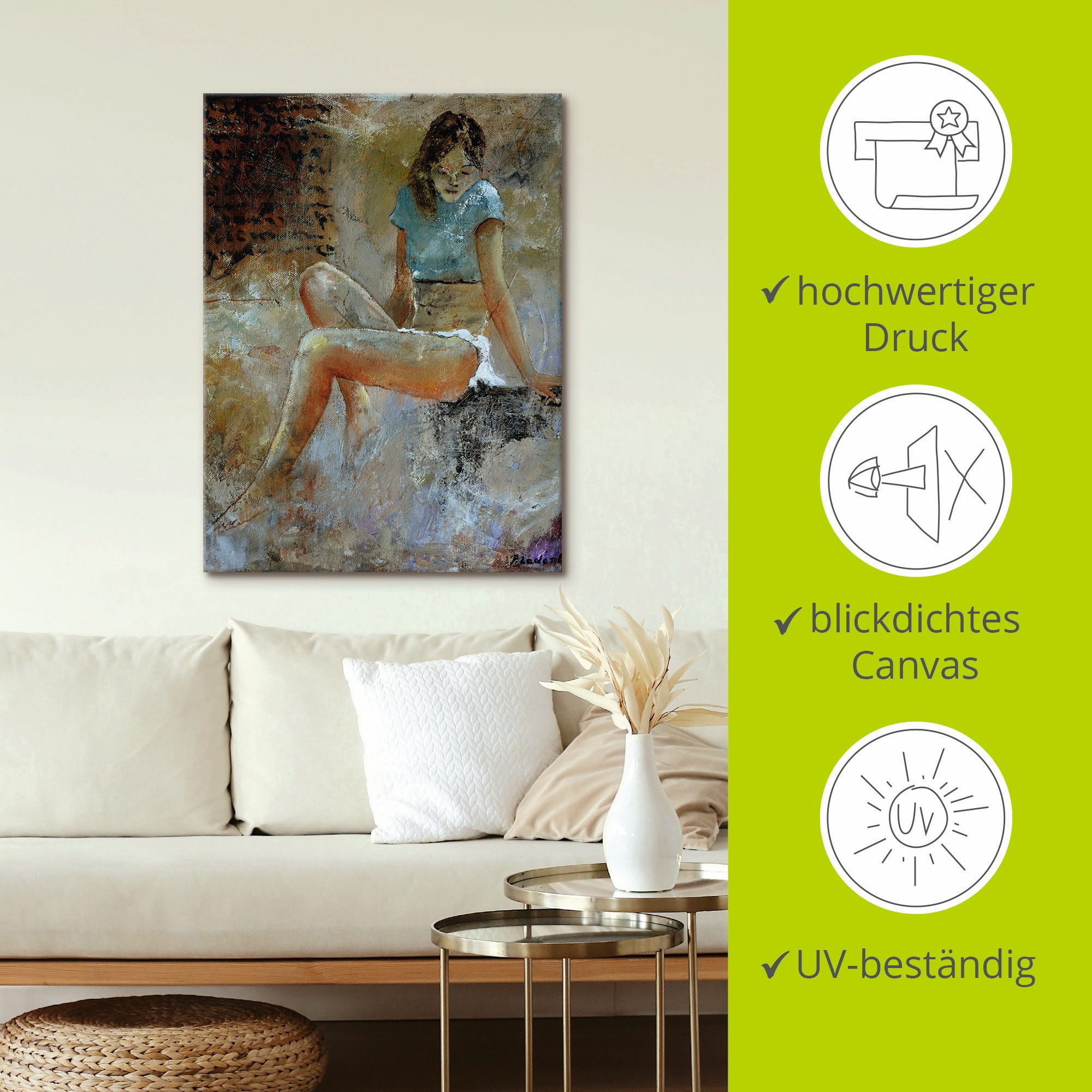 Artland Artprint op linnen Jong meisje gespannen op een spieraam