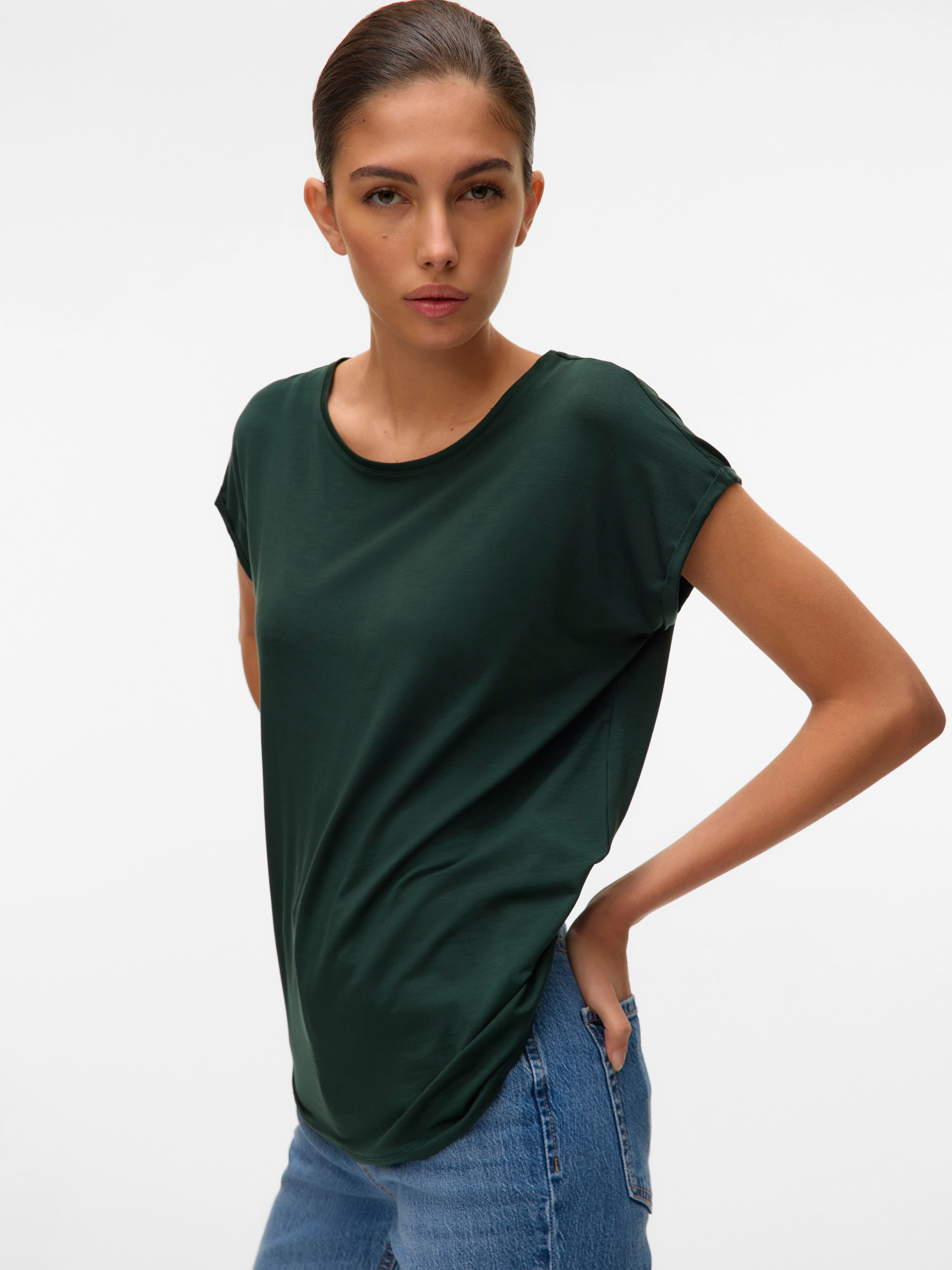 Vero Moda Shirt met ronde hals VMAVA PLAIN SS TOP GAJRS NOOS