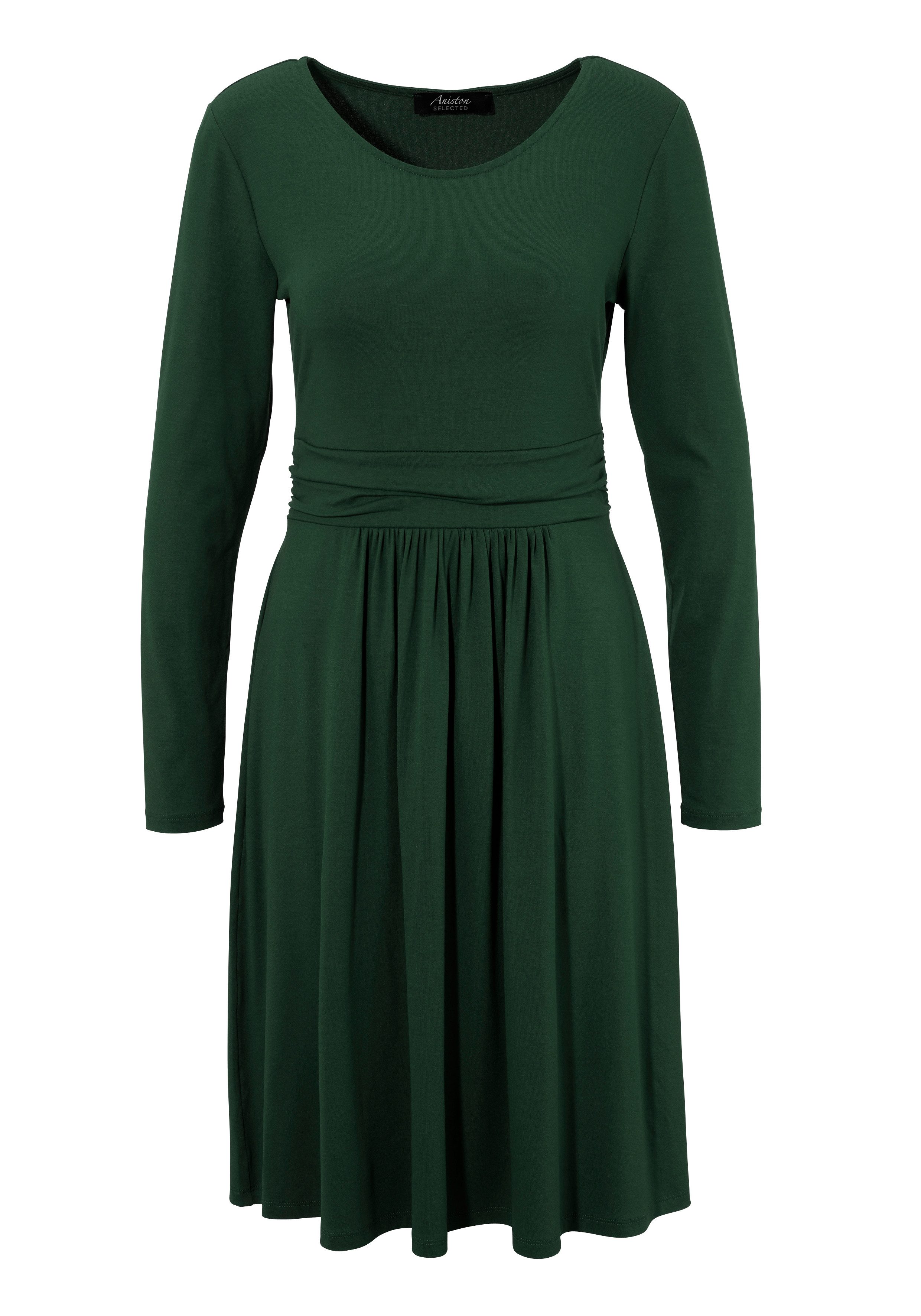 Aniston SELECTED Jerseyjurk met gerimpelde tailleband, effen