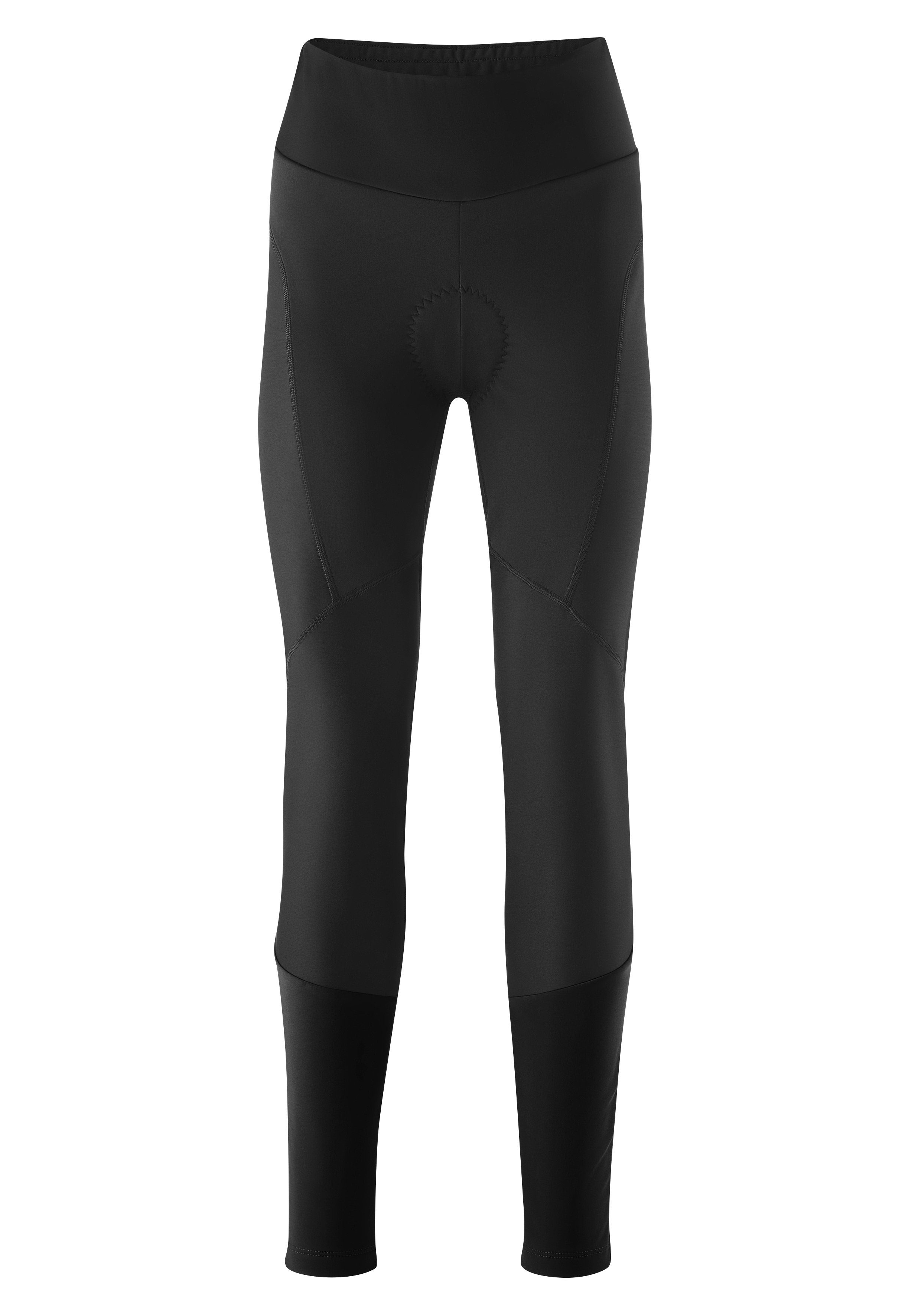Gonso Fietsbroek Essential Tight Softshell W Dames fietsbroek met zitkussen, tight fit dames broeken maat 42 zwart