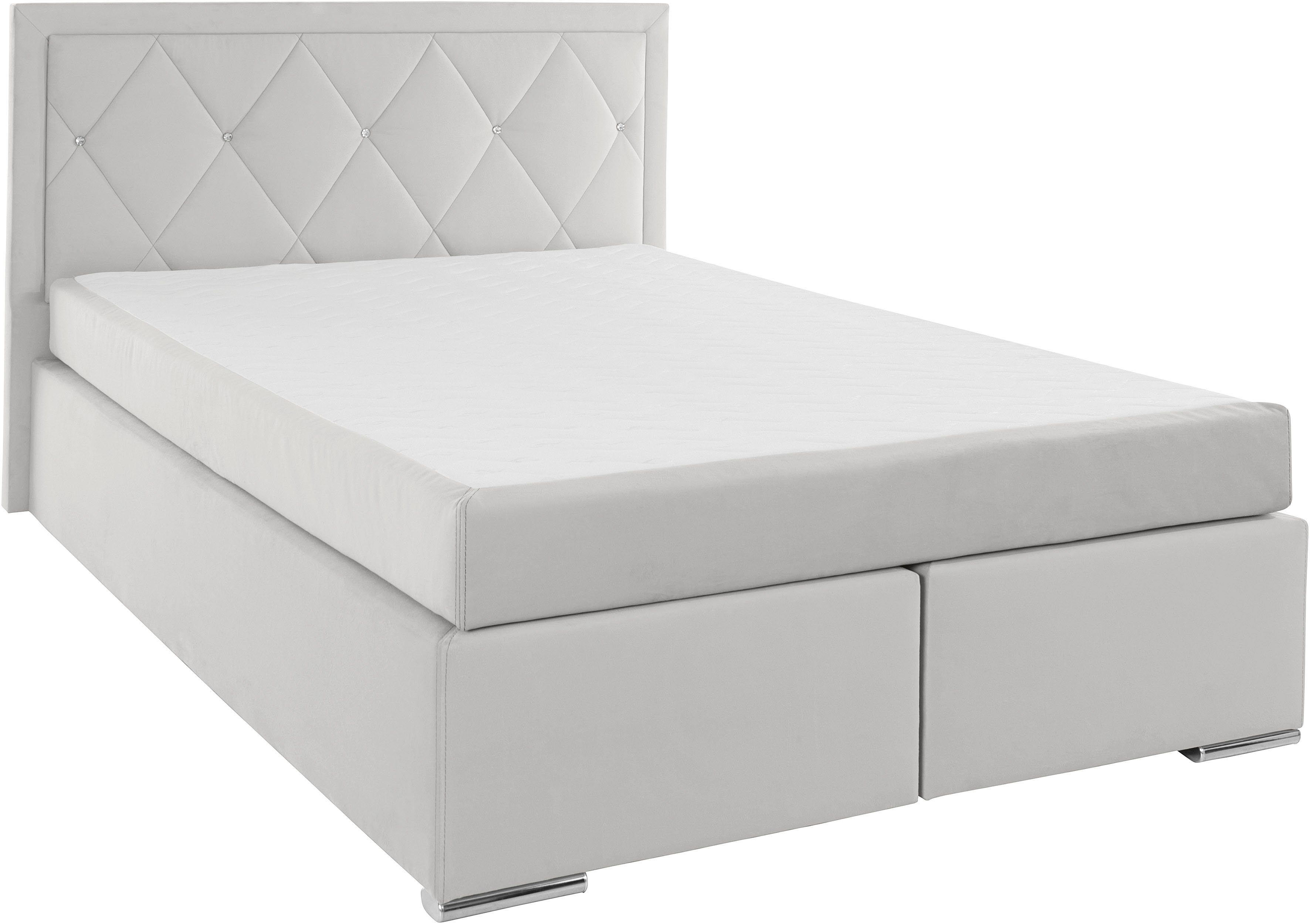 Leonique Boxspring Alfie, bestseller, optioneel met bedlade met strassteentjes in het hoofdbord, h2, h3 en h4 ter keuze