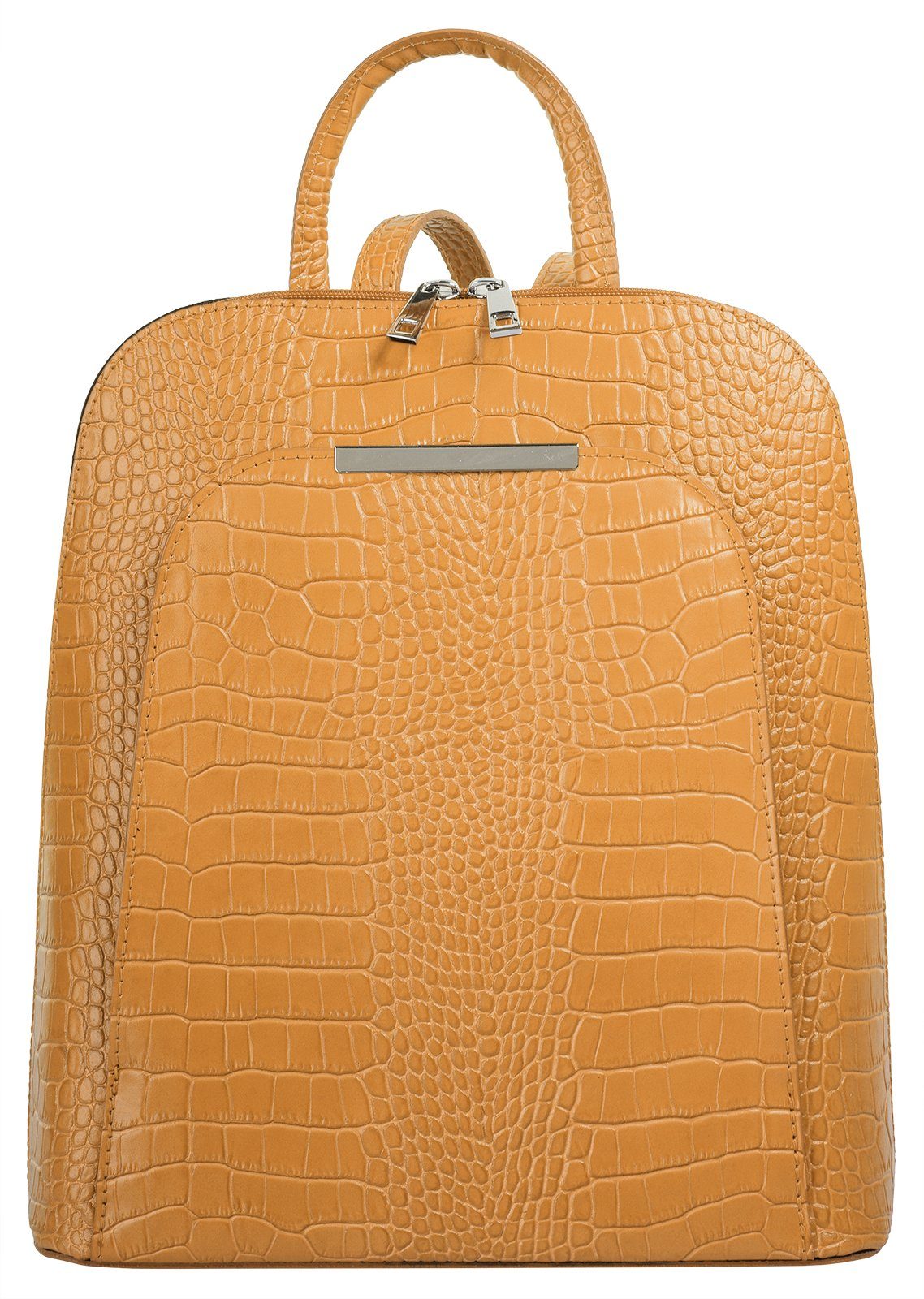 Cluty Rugzak echt leer, made in italy dames rugzakken geel