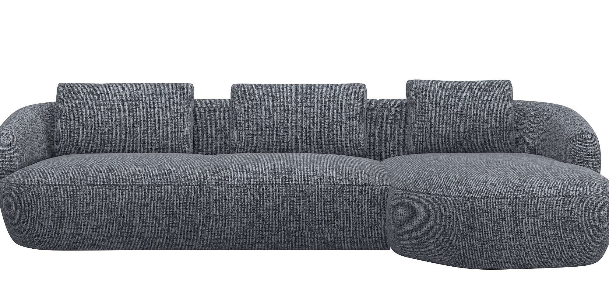 FLEXLUX Zithoek Torino, rond, L-vorm, bankhoek met recamière, longchair-sofa grijs, zithoeken, Chaiselongue rechts