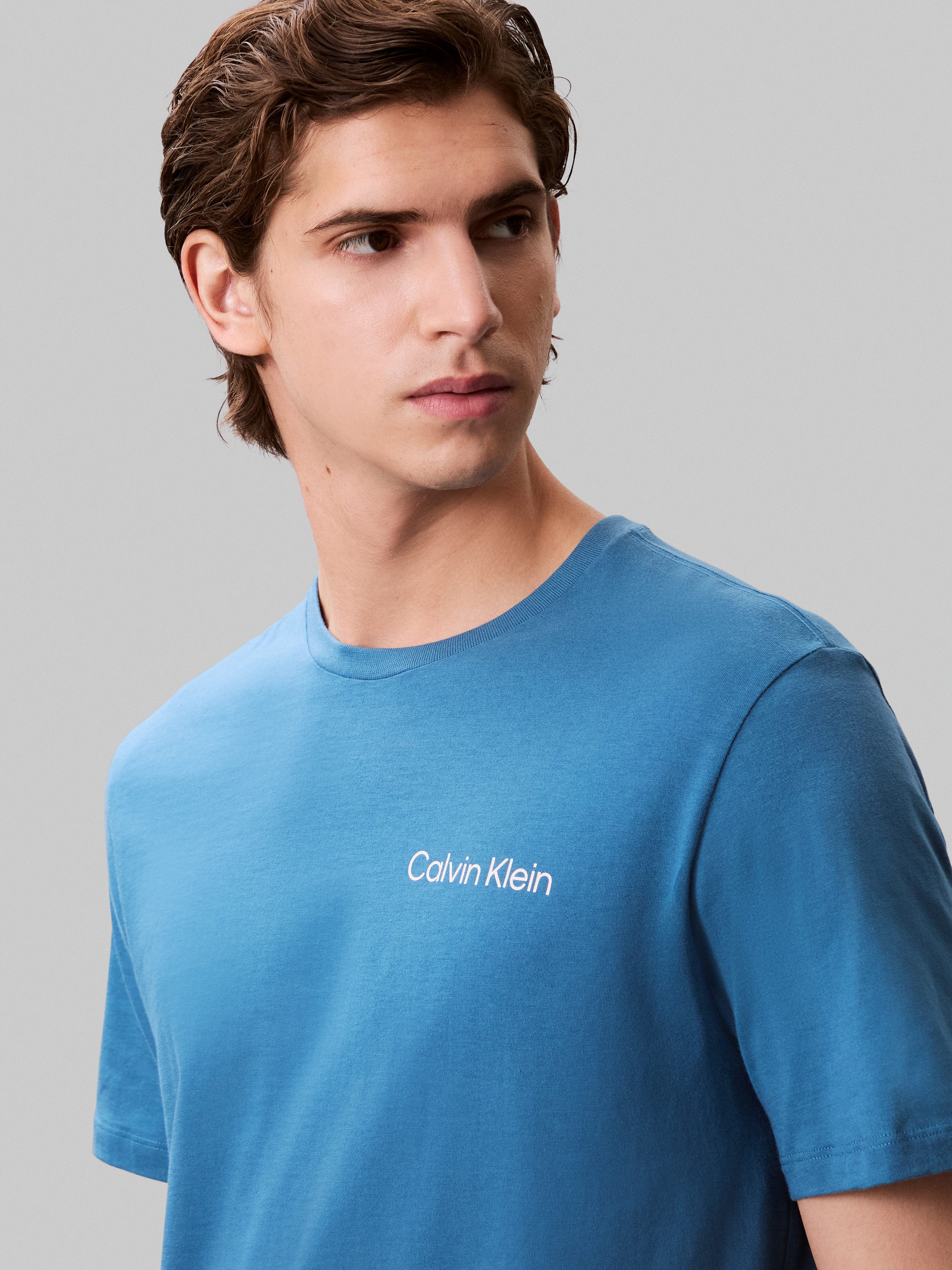 Calvin Klein T-shirt SS 30s E WRD STRTCH met grote logoprint op de rug