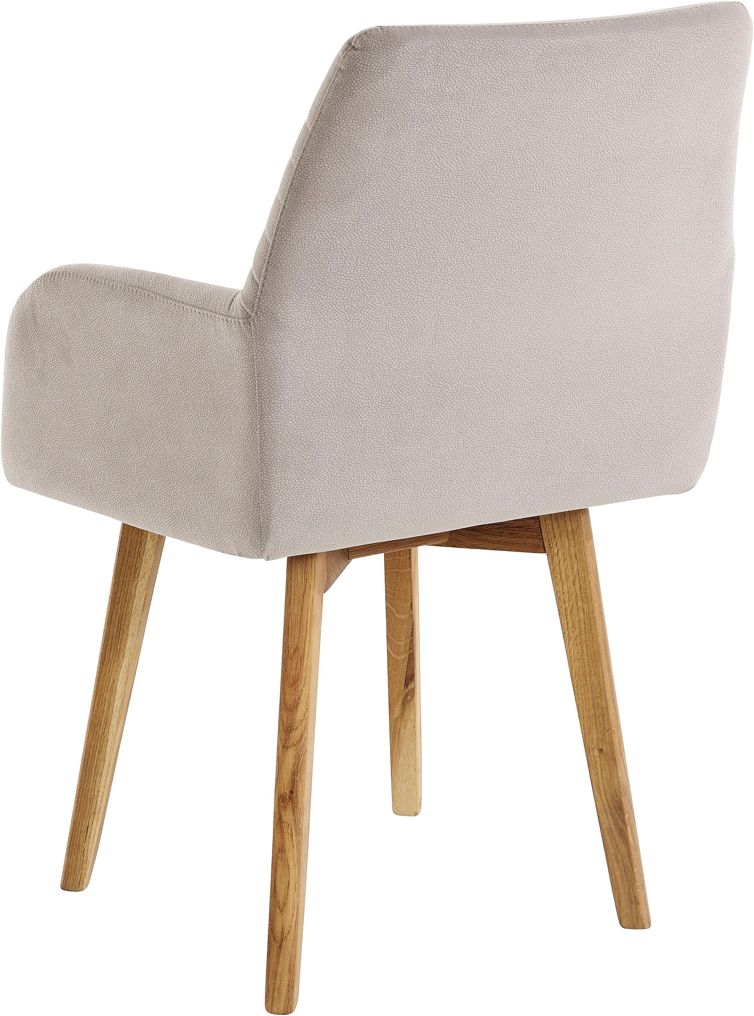 OTTO products Stoel met armleuningen Alessja Bekleding van microvezel, frame van eiken massief hout (set, 2 stuks)
