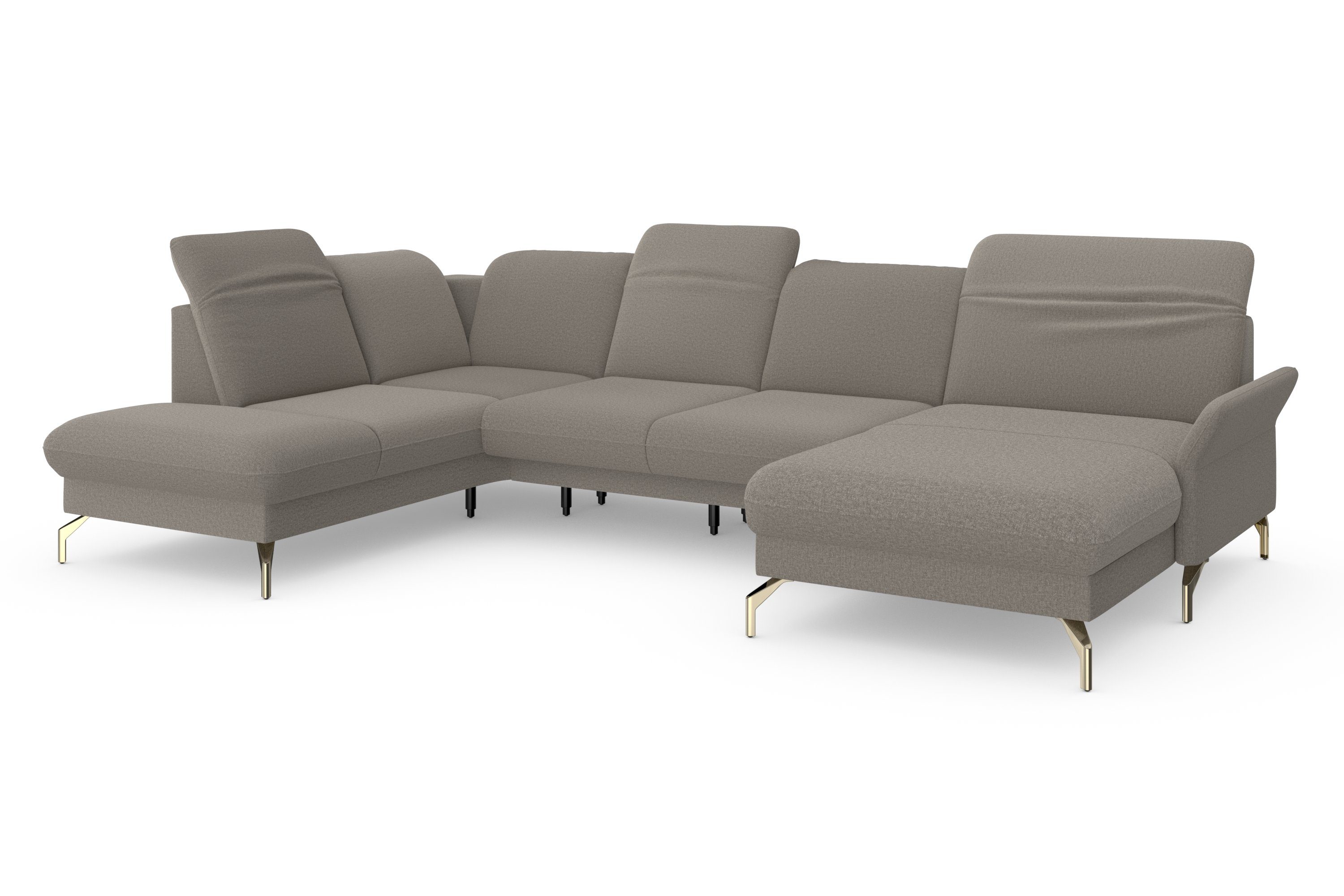 sit&more Zithoek Fashion U-vorm naar keuze met verstelbare hoofdsteun, uittrekzitting, motorisch, nikkel poten