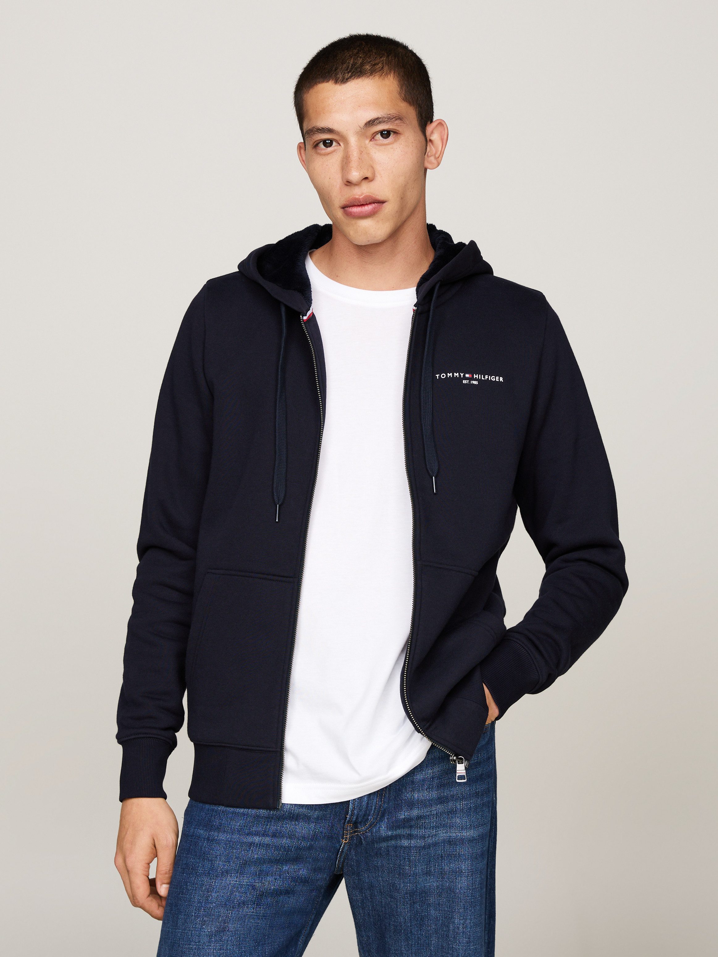Tommy Hilfiger Hoodie TOMMY LOGO FUR LINED HOODY met capuchon logo-borduursel