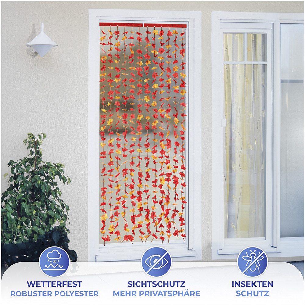 Maximex Deurgordijn Indian summer Bladeren gordijn voor balkon en terras, insecten- en privacybescherming (1 stuk)