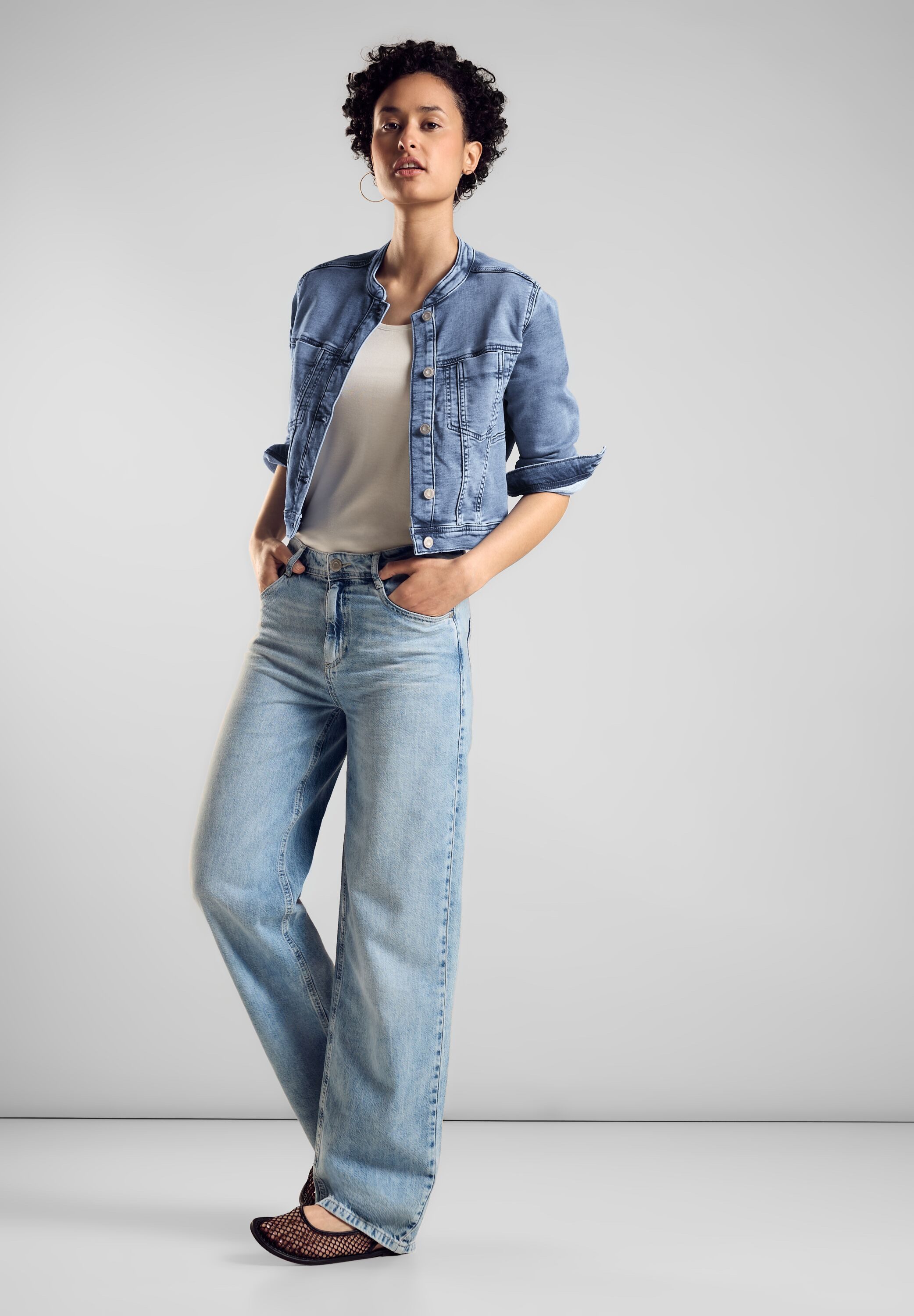 STREET ONE Jeansblazer kort en met borstzakken