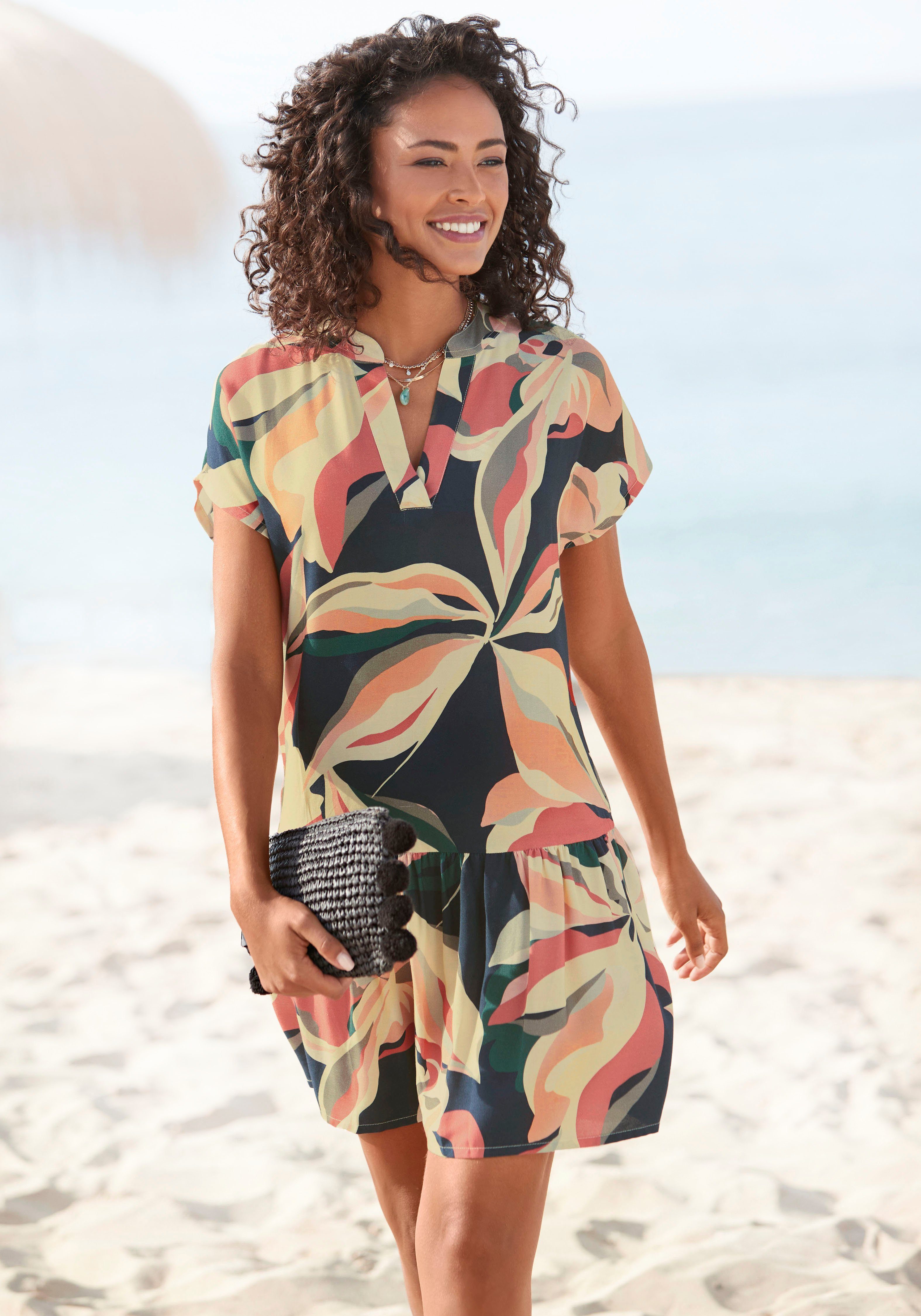 NU 20% KORTING: s.Oliver RED LABEL Beachwear Blousejurkje met volant aan de rok