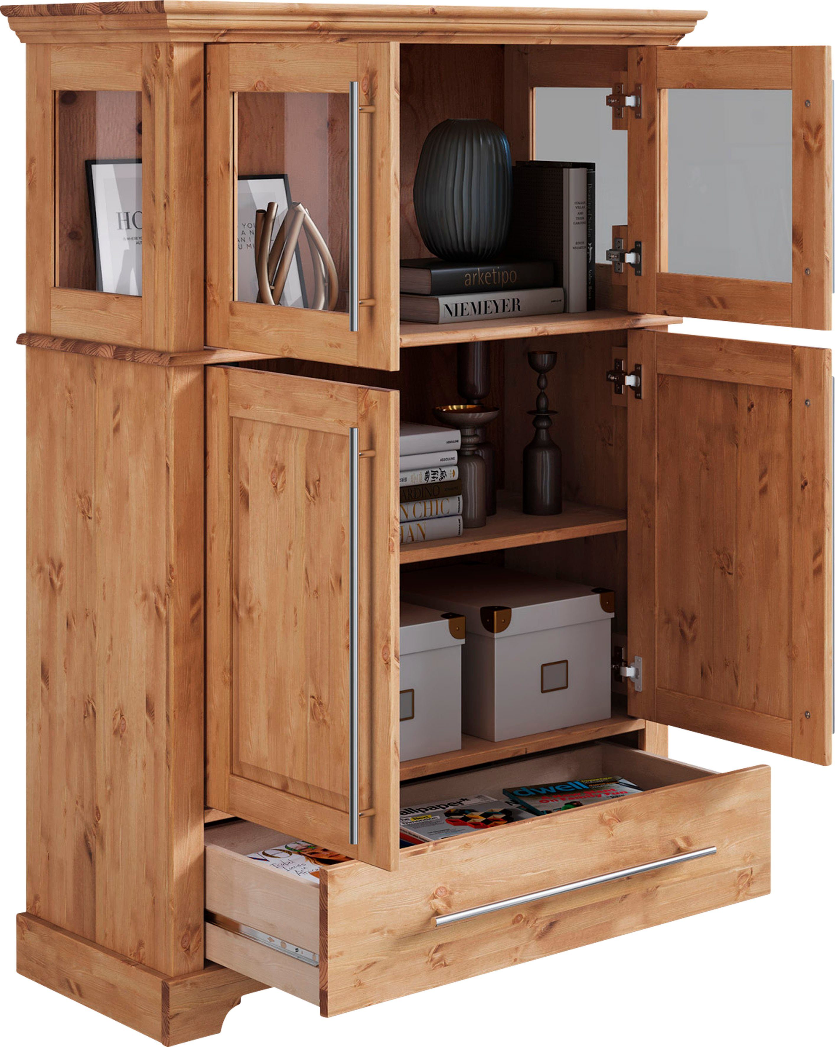 Home affaire Highboard Meliss Breedte 94 cm, 4-deurs, met lade, massief grenen, FSC®