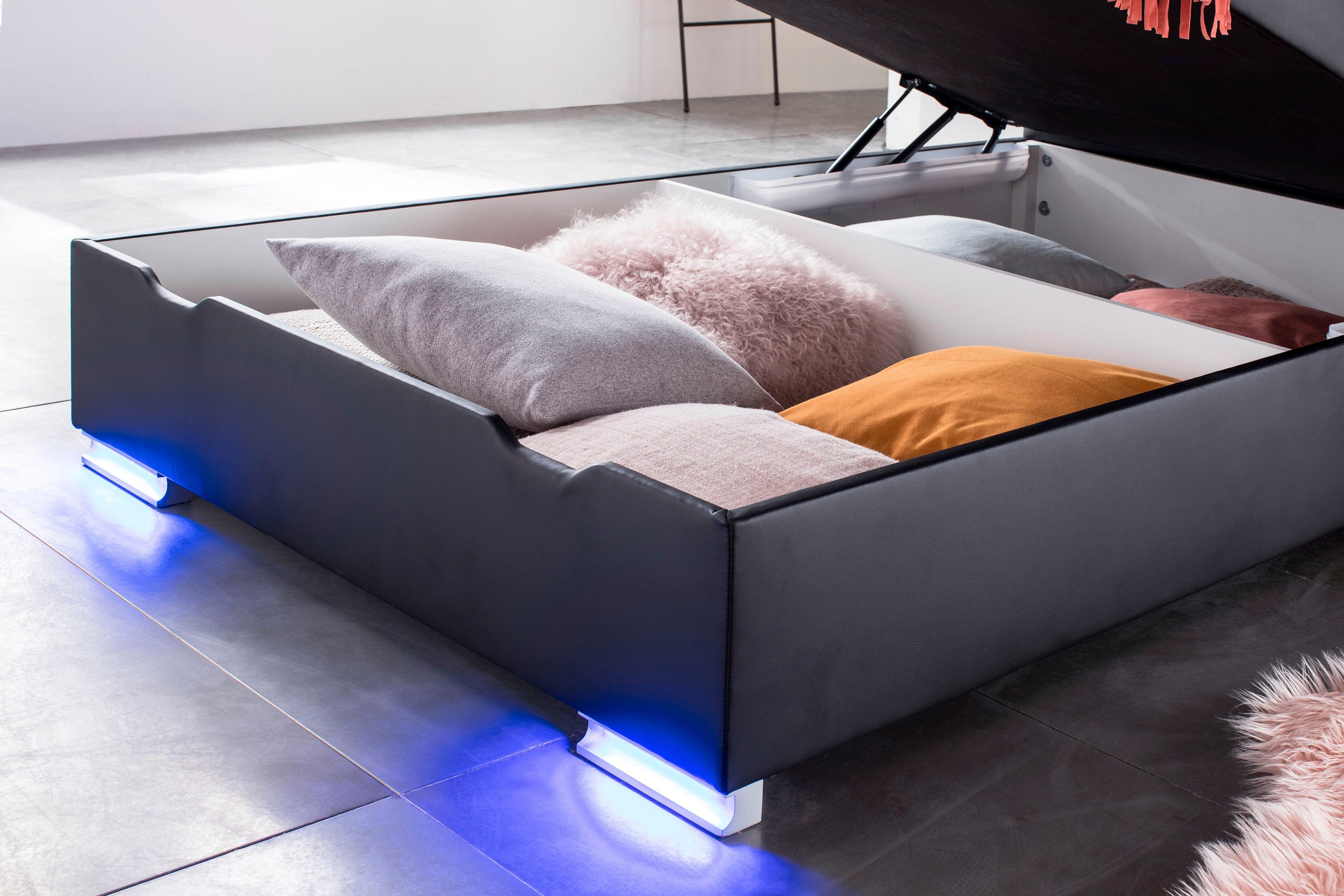 meise.möbel Boxspring Las Vegas Voeten en hoofdbord met ledverlichting, met bedkist en topmatras
