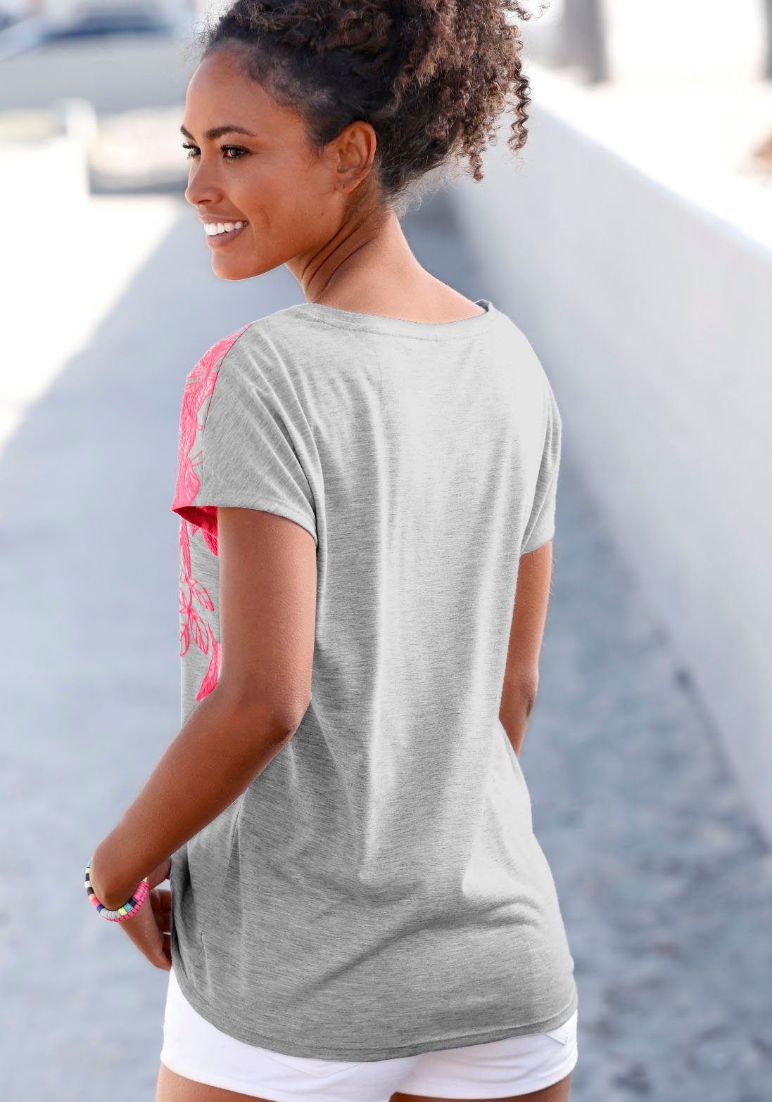 Vivance T-shirt met neonprint, shirt met korte mouwen, losse pasvorm